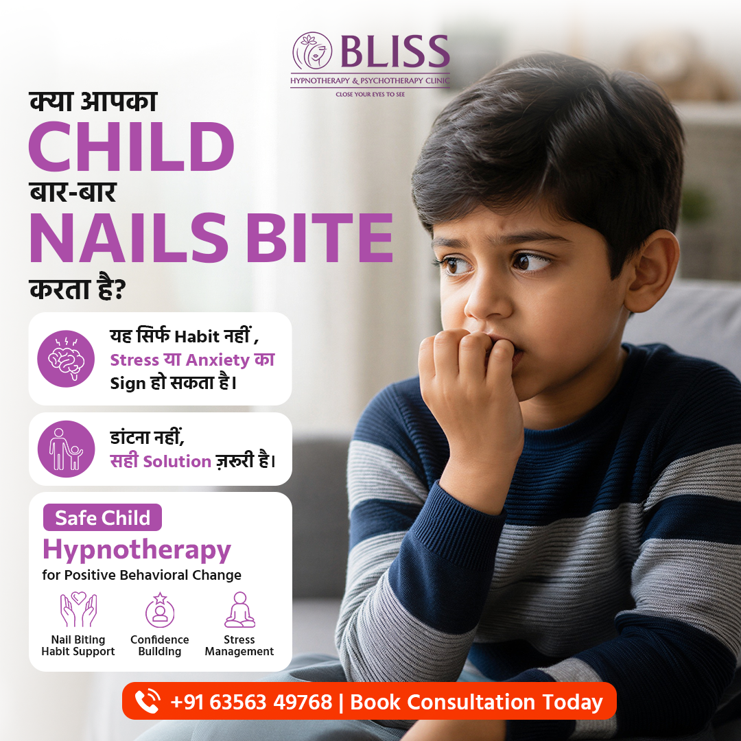 Bliss Hypnotherapy & Psychotherapy Clinic Facebook ad: Expert Help for Nail Biting Habit