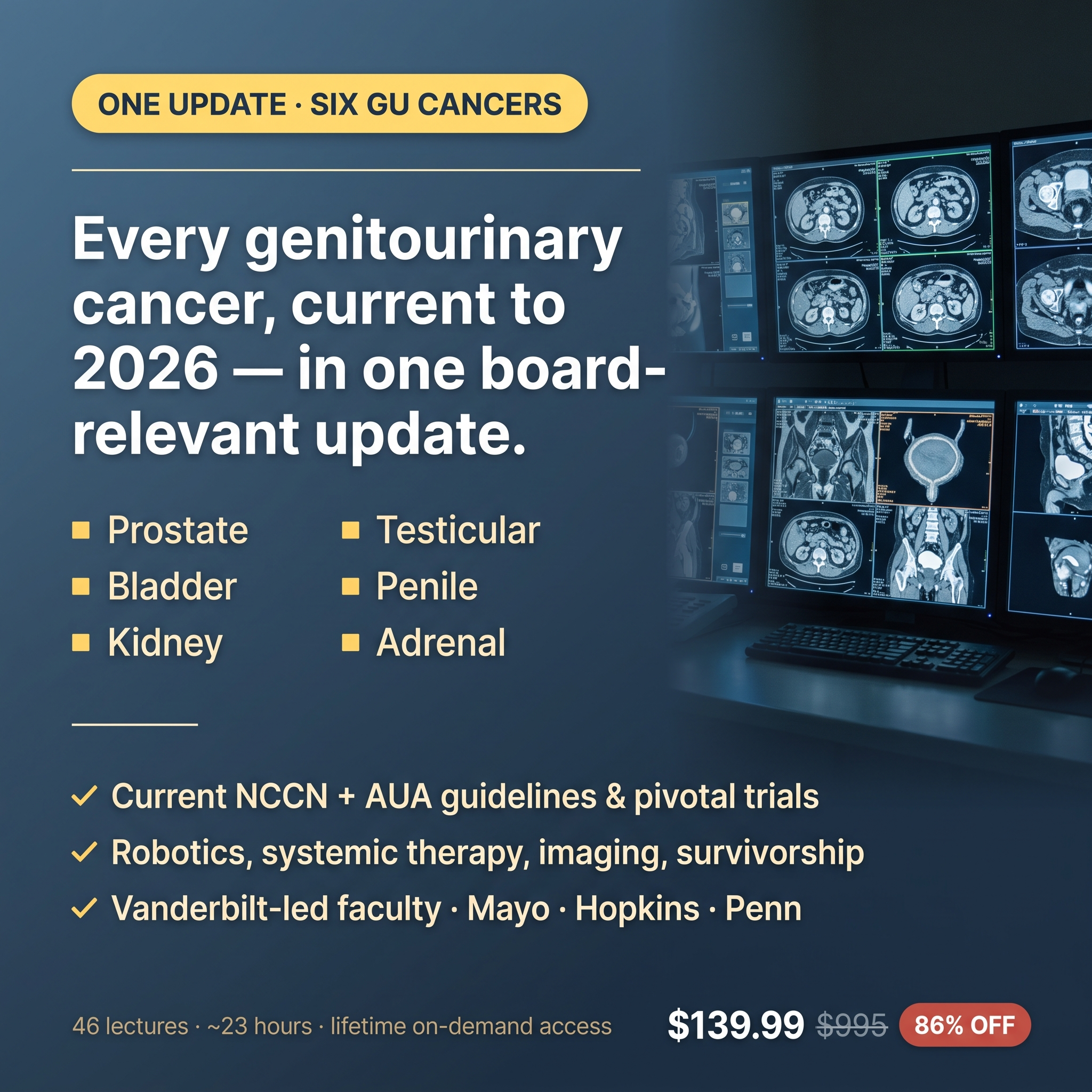 Oncology Library Facebook ad: Six GU cancers, one 2026 update
