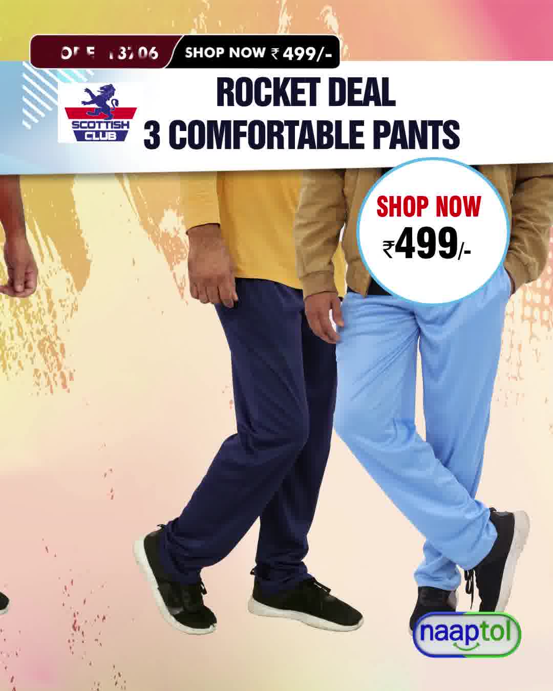 Apparel & Accessories Facebook ad: 3 Pants for ₹499/- Only!