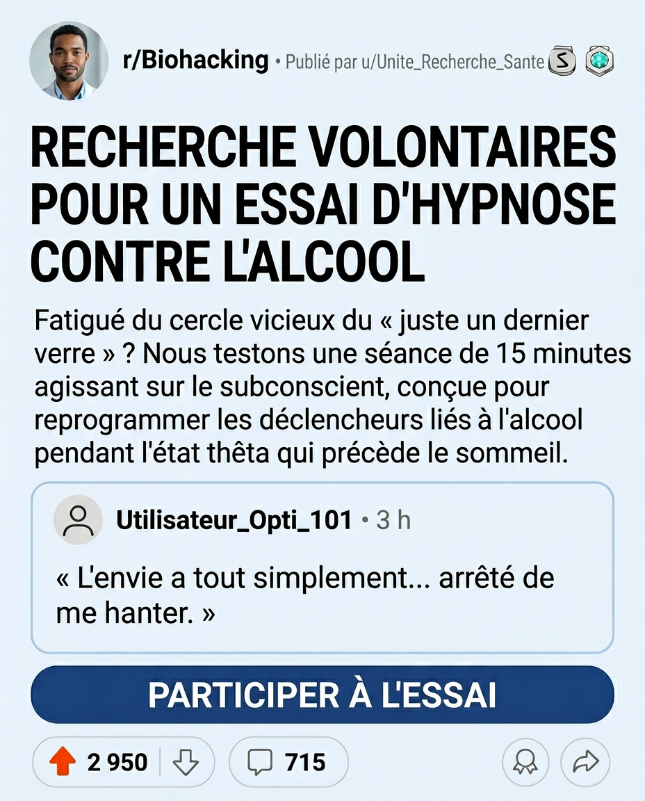 Hypnosis to Stop Drinking Facebook ad
