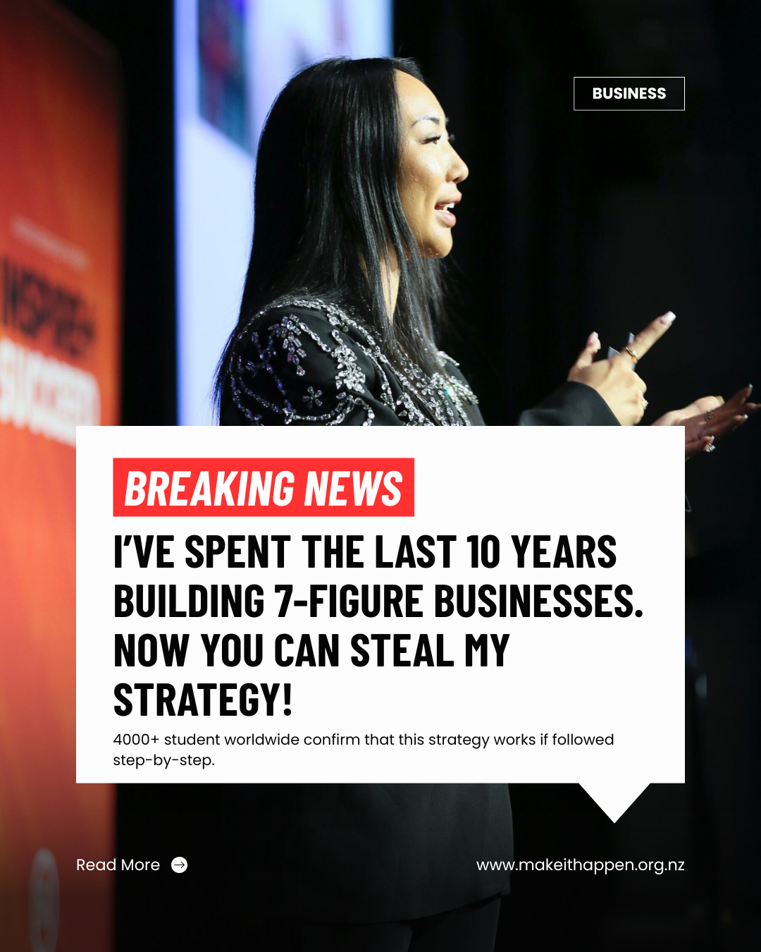 Make It Happen Facebook ad: Free Live Business Webinar