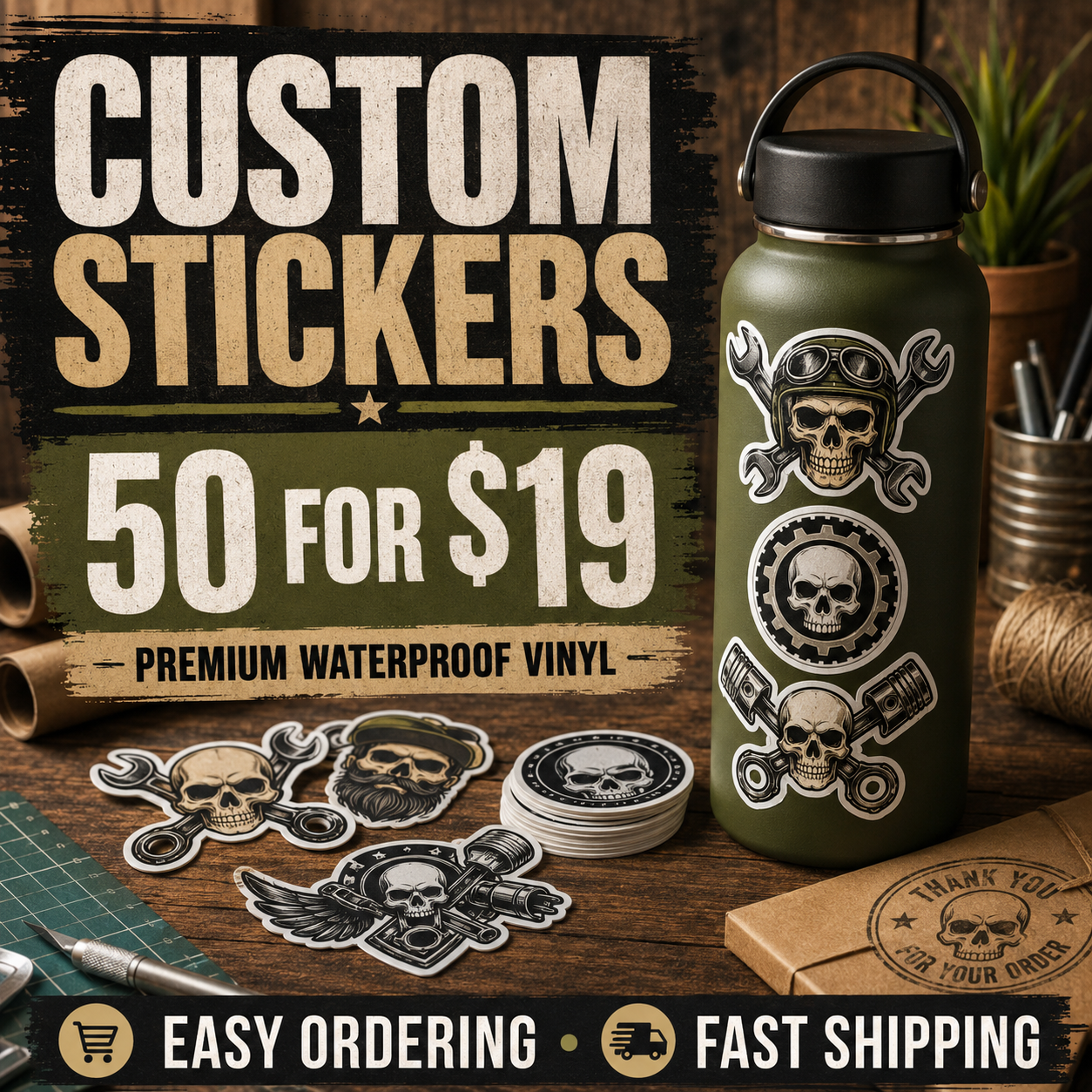 Easy Stickers Facebook ad: Sticker Branding on a Budget