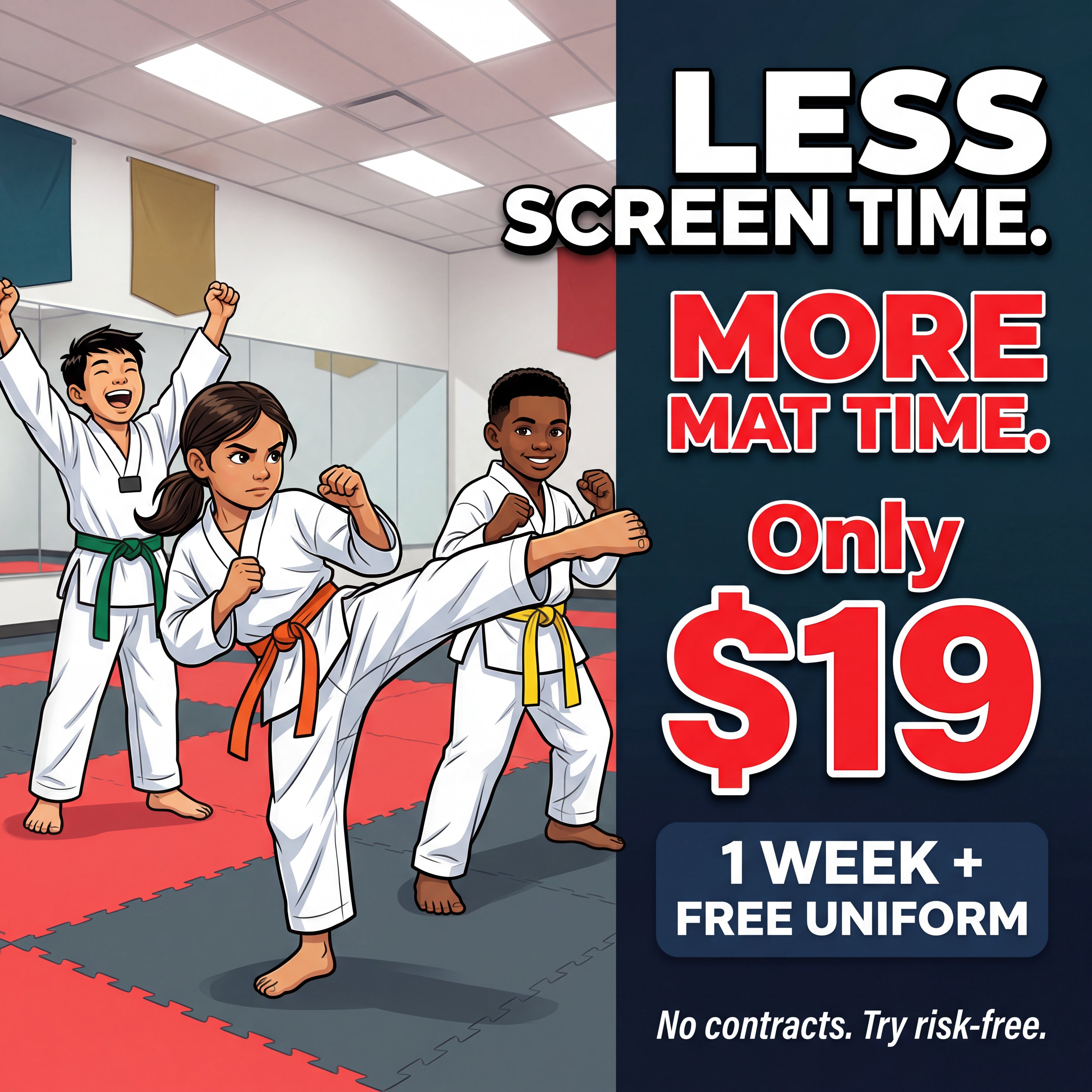 KIT Taekwondo Facebook ad: 1 Week + FREE Uniform, Only $19