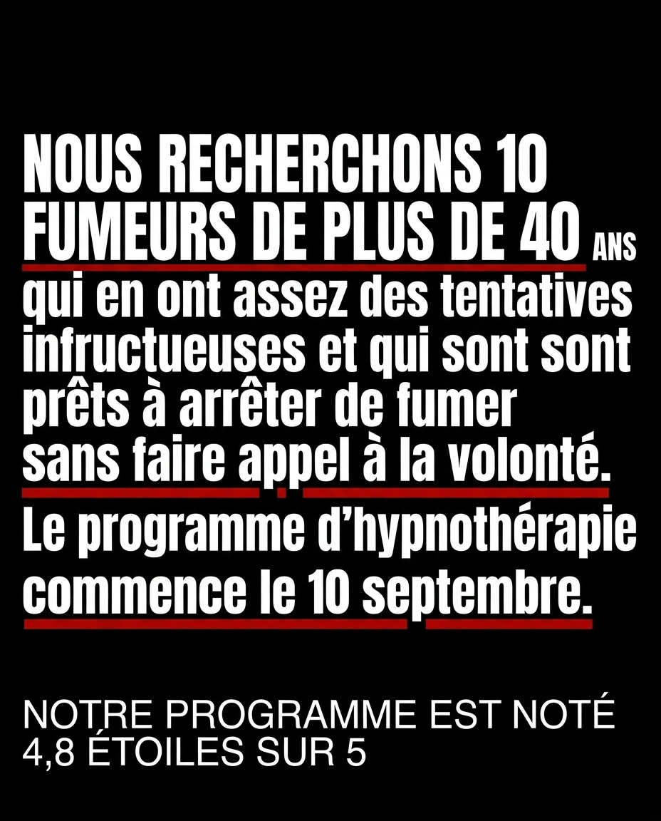 Hypnozio: power of hypnotherapy Facebook ad: Arrêter de fumer d'une manière qui semble vraiment facile