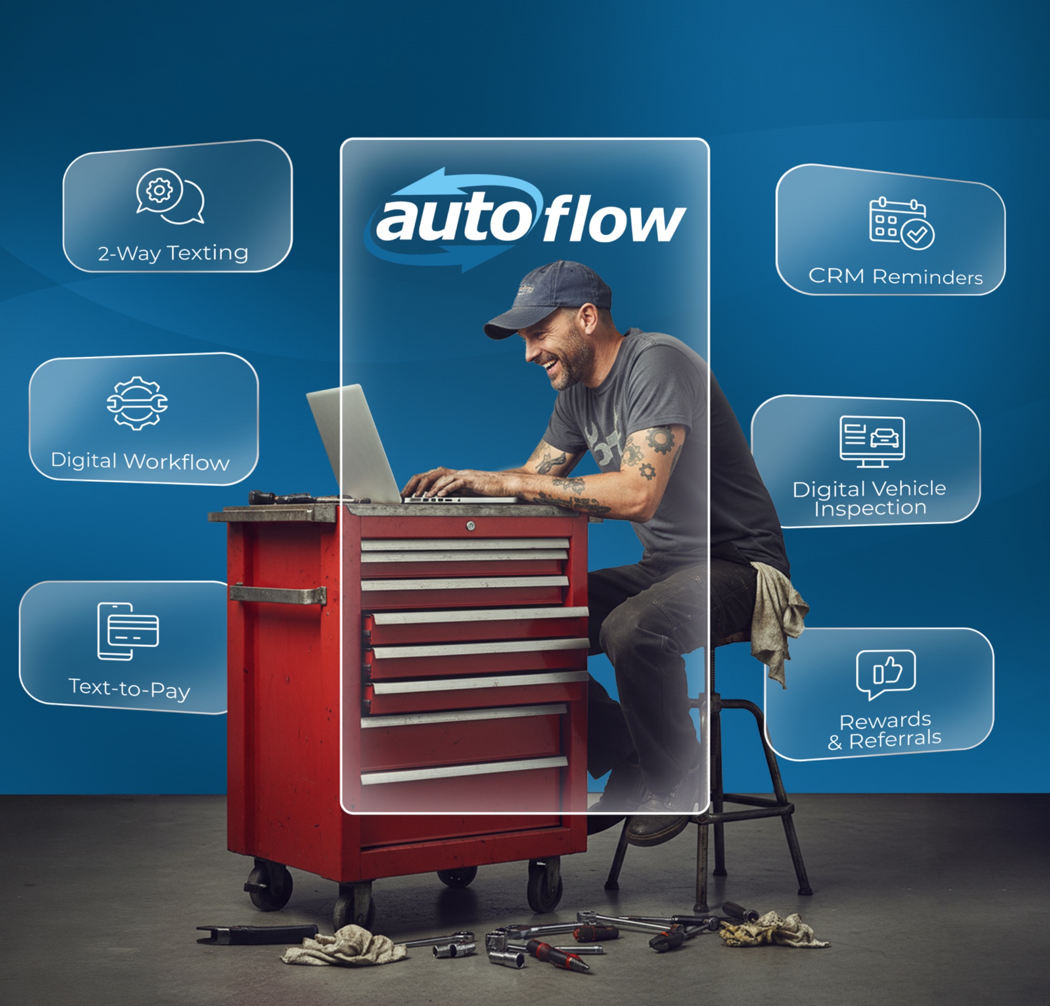 Autoflow Facebook ad: Streamline Every Auto Repair Visit in Your Shop