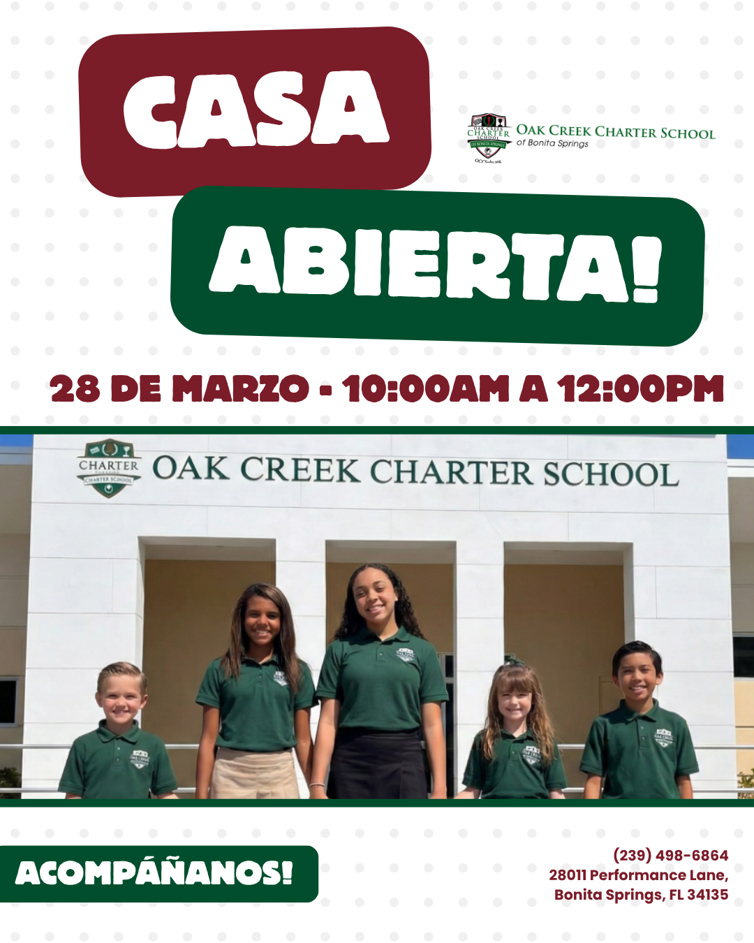 Oak Creek Charter School of Bonita Springs Facebook ad: Join Our Open House at Oak Creek!