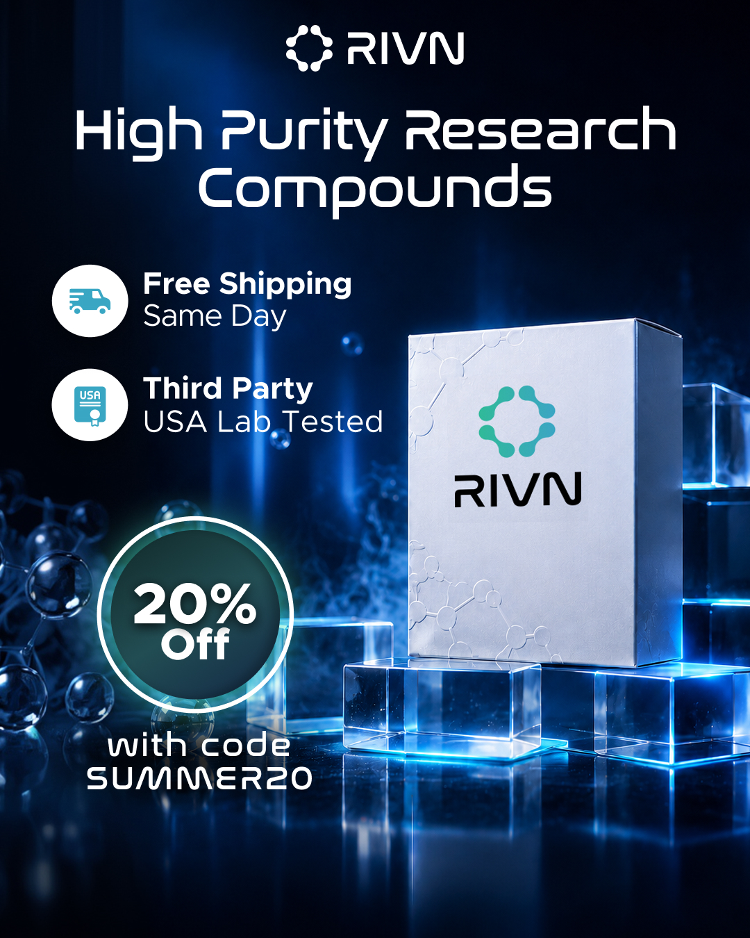 RIVN LABS Facebook ad: 20% Off Sitewide