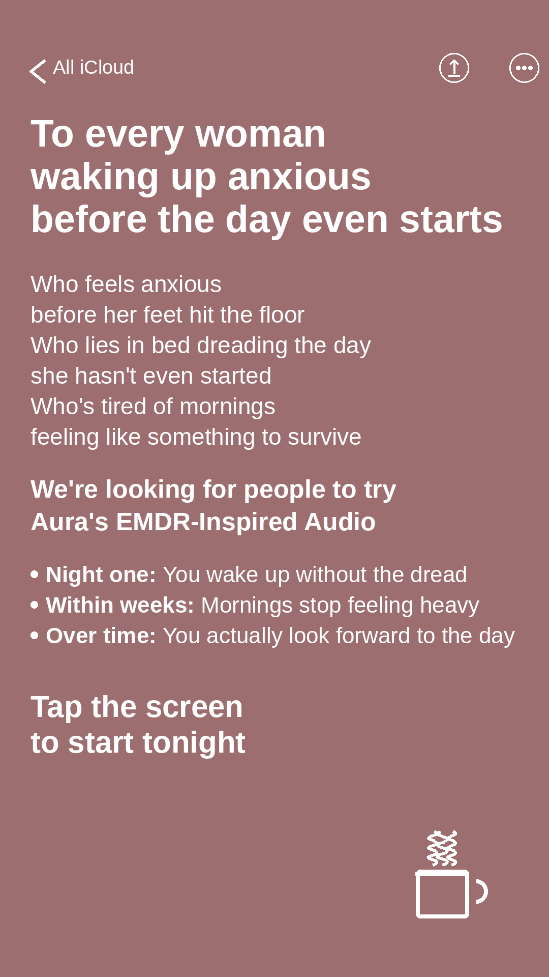 Aura: Find peace every day Facebook ad
