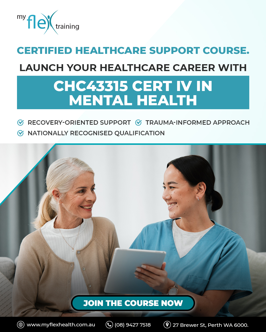 My Flex Training - RTO Code 51589 Facebook ad: Get Certified to Work in Mental Health Support