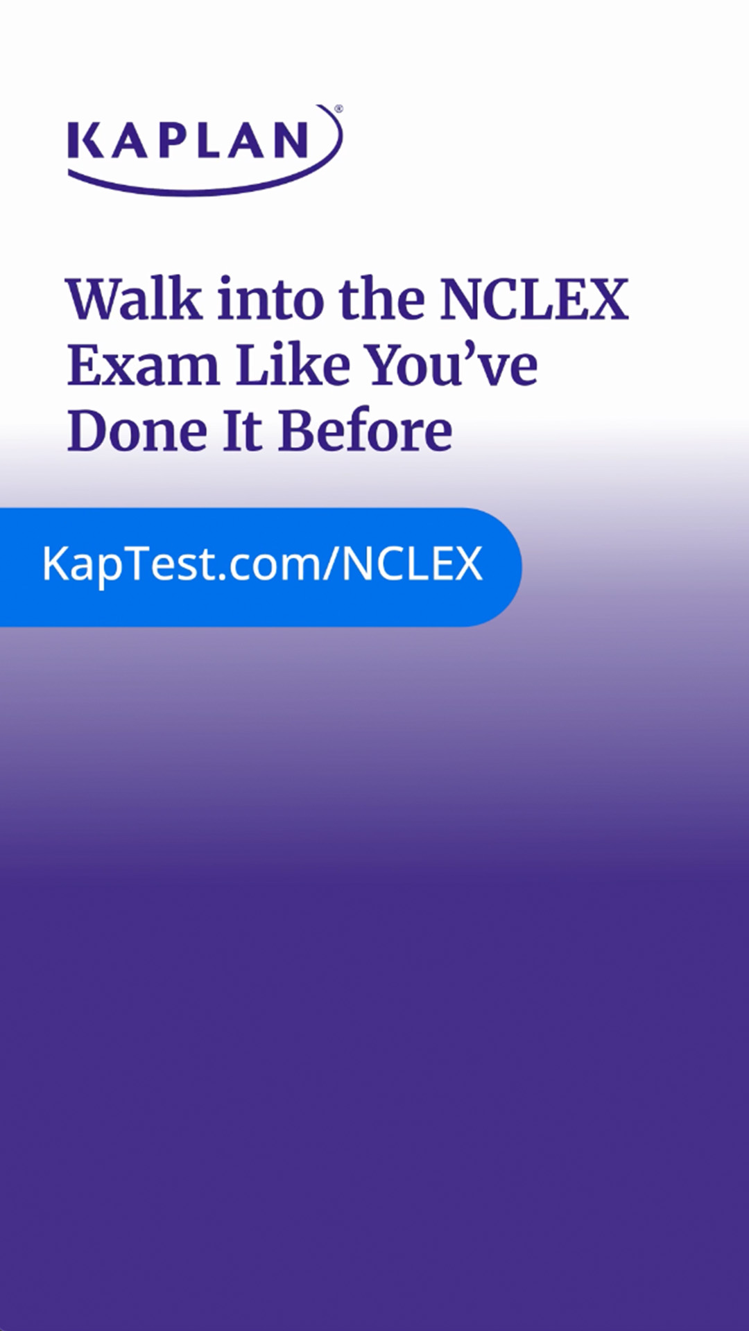 Kaplan NCLEX Prep Facebook ad: Experience Zero Surprises on the NCLEX