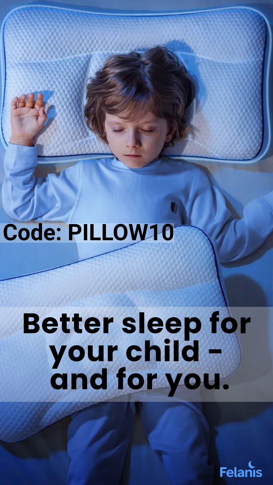 Felanis Facebook ad: Lunora, Ergonomic Kids' Pillow