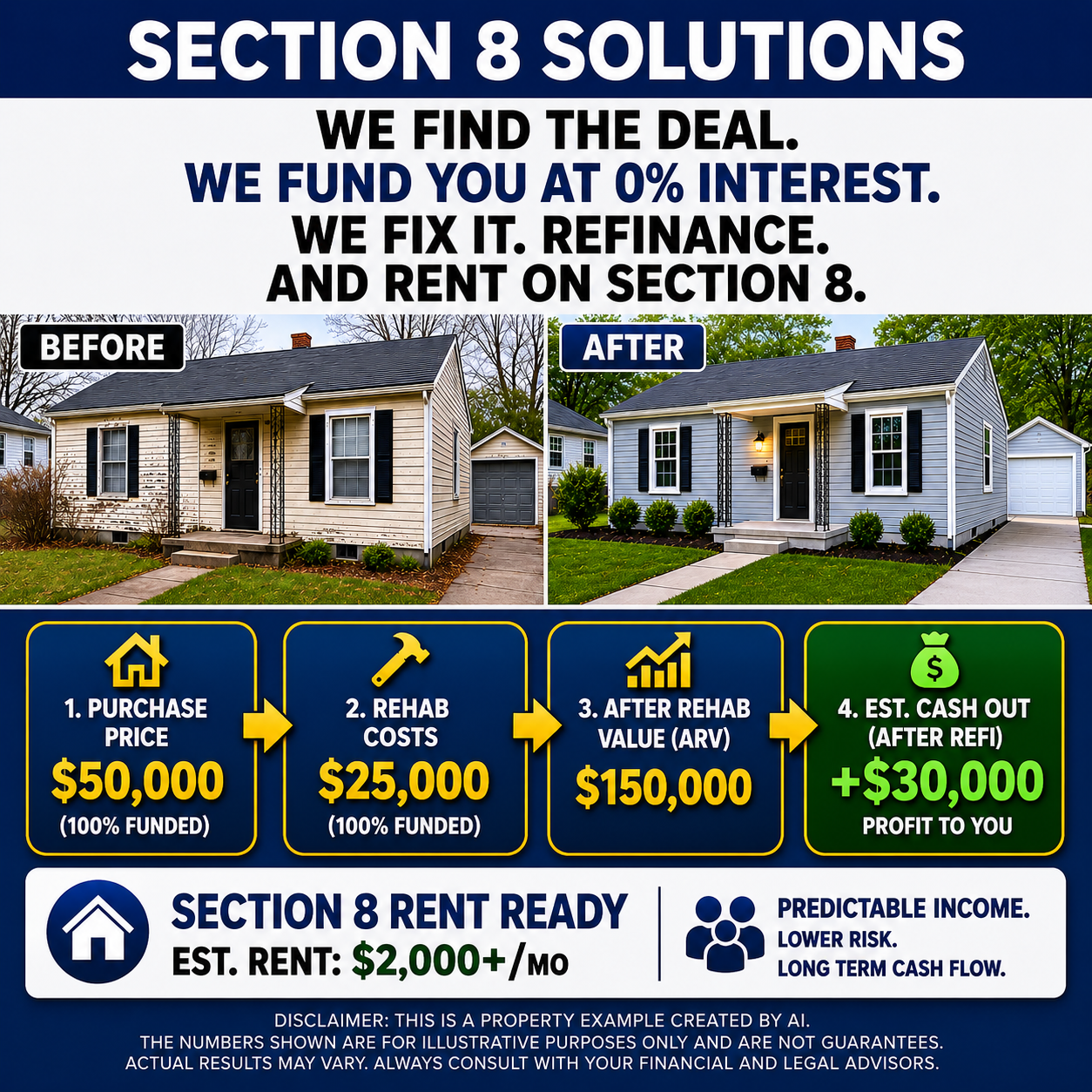 Section 8 Solutions Facebook ad: Fix & Flip Section 8 Rentals