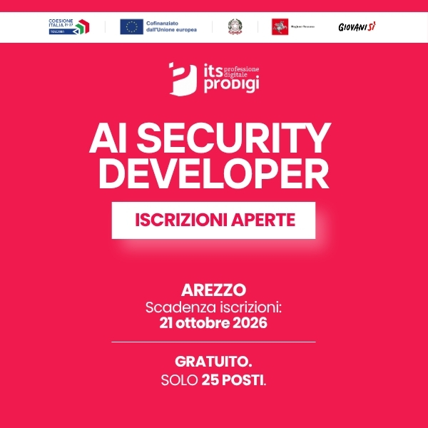 ITS Prodigi Facebook ad: Corso ITS gratuito ad Arezzo: diventa AI Security…