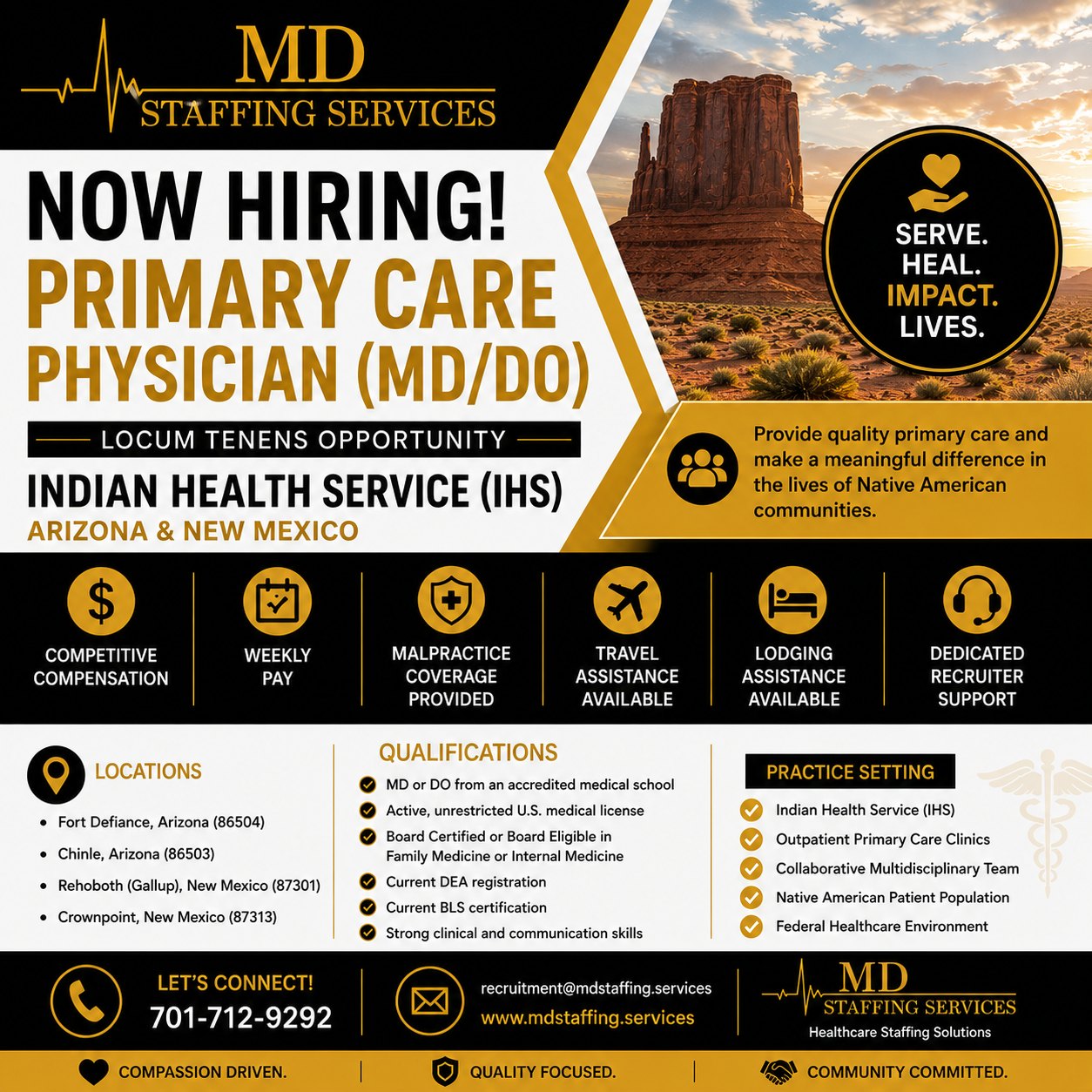 MD Staffing Services Facebook ad: Now Hiring: Primary Care Physicians (MD/DO)!