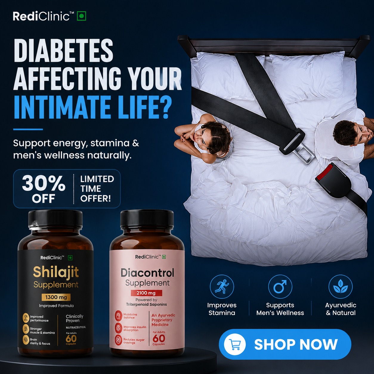 The Healthy Edit Facebook ad: Low sex drive from high sugar? Fix both with DiaVigor