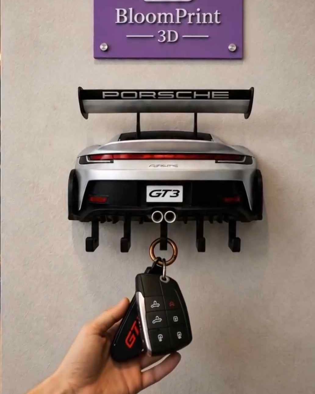 Marcello Coury Facebook ad: Porsche GT3 Wall Key Holder, Premium Garage Decor
