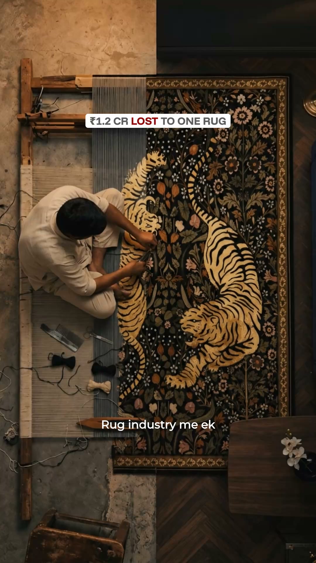 PittariSpaces Facebook ad: Flat 50% Off on Gold-Pressed Luxury Rugs