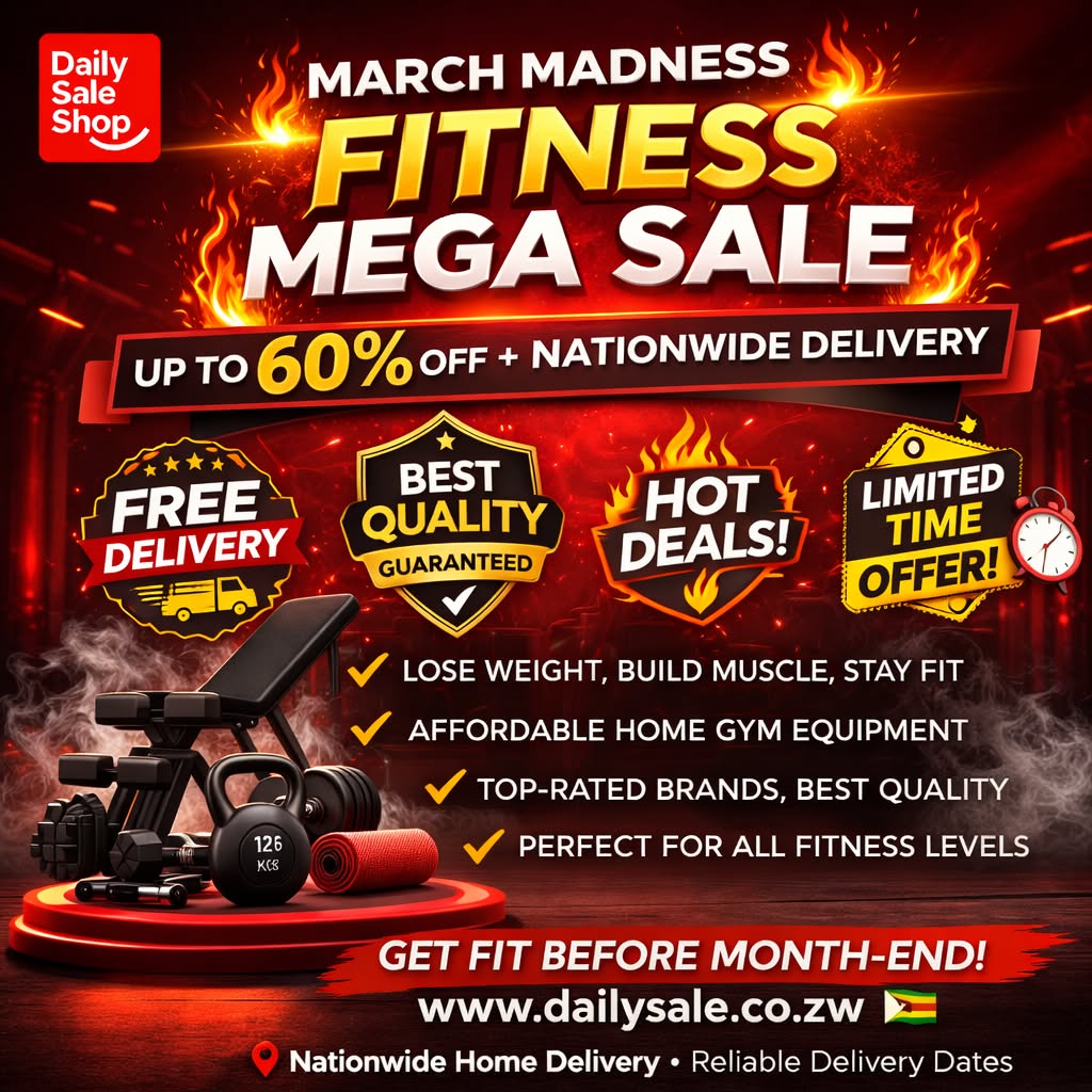 The Daily Sale Shop Zimbabwe Facebook ad: TAP IMAGE TO VIEW FITNESS PRODUCTS