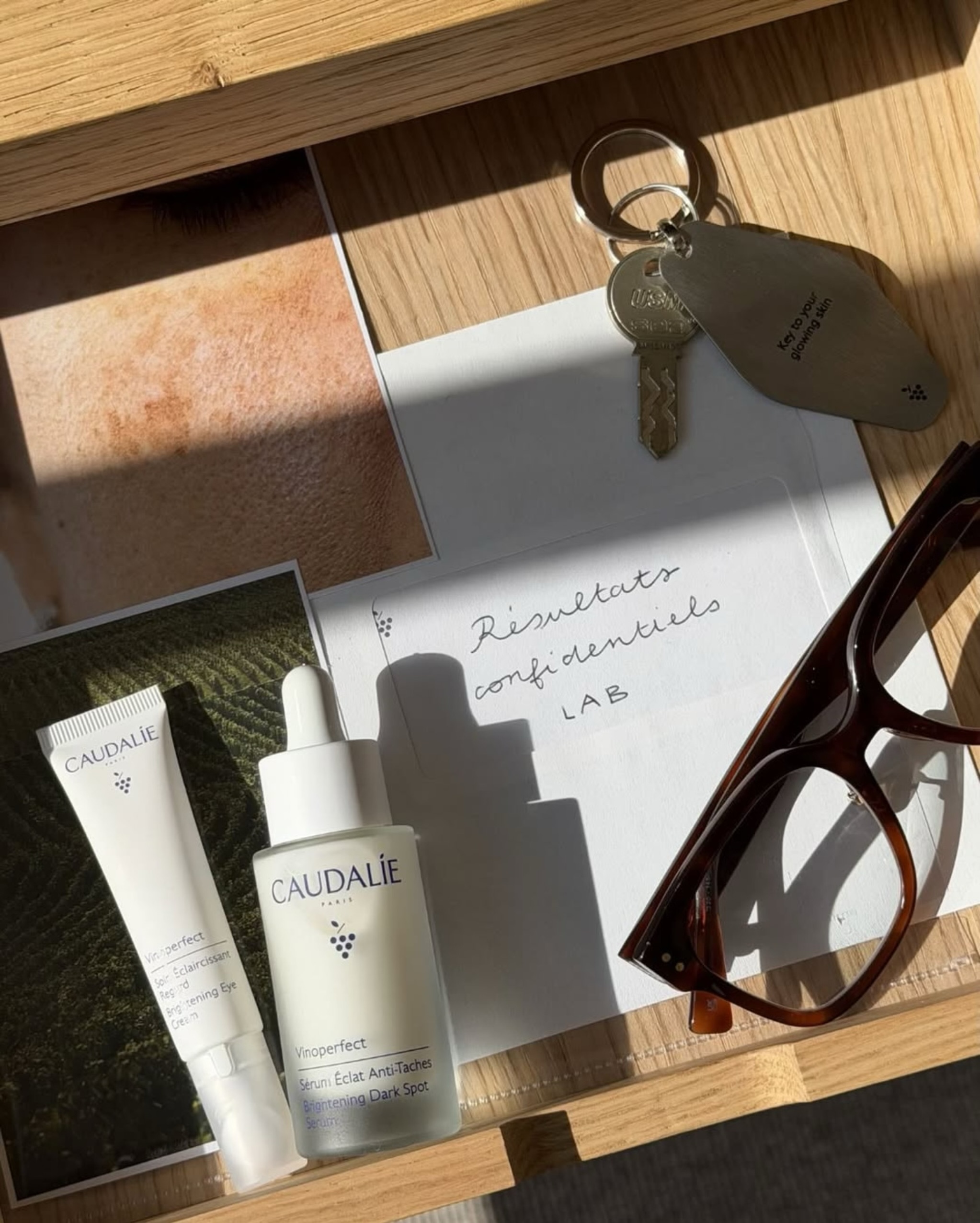 Caudalie Facebook ad: The key to glowing, spotless skin?