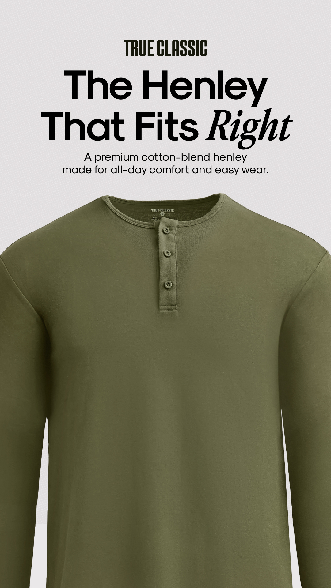 True Classic Facebook ad