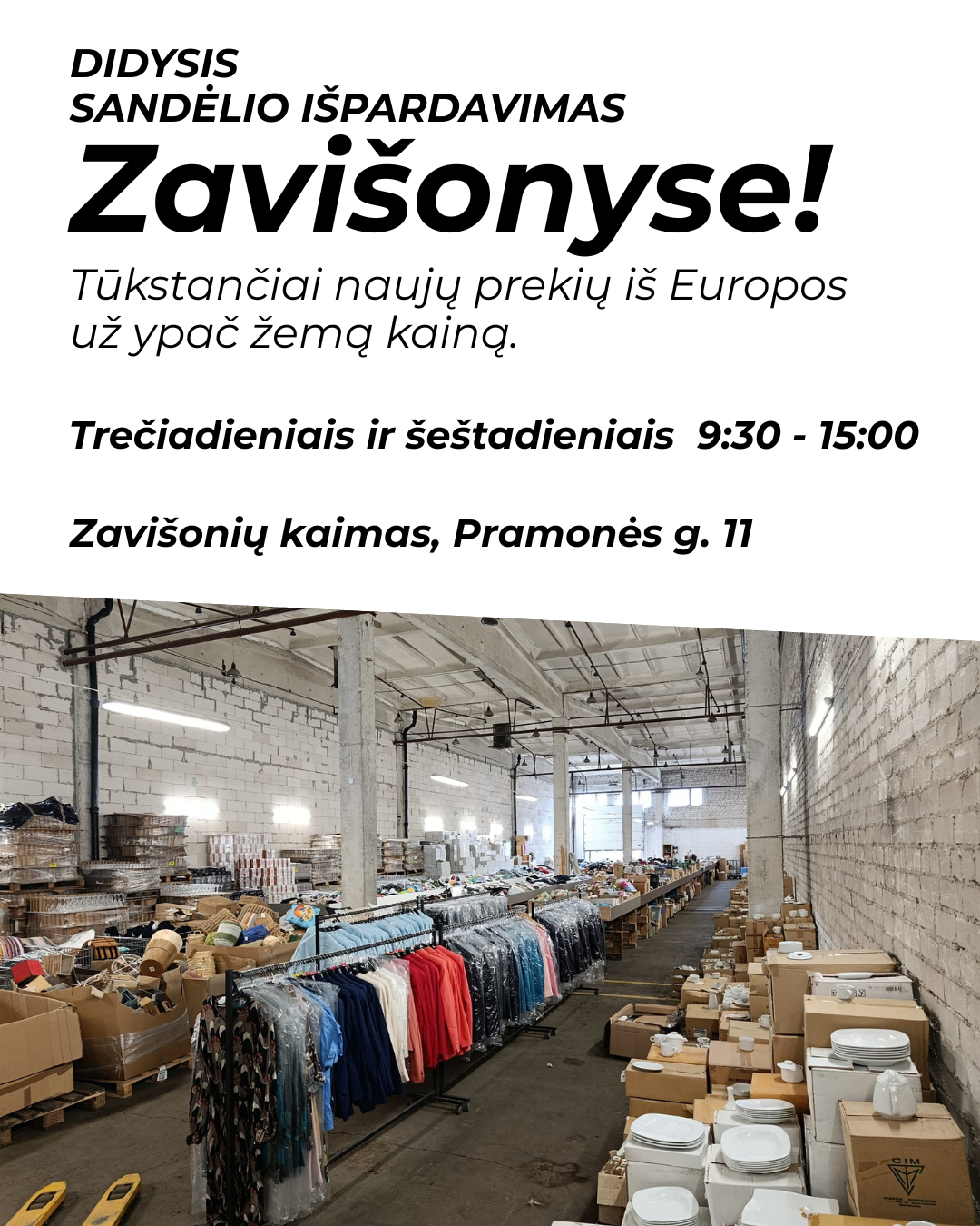 One Outlet Facebook ad: DIDYSIS SANDĖLIO IŠPRDAVIMAS