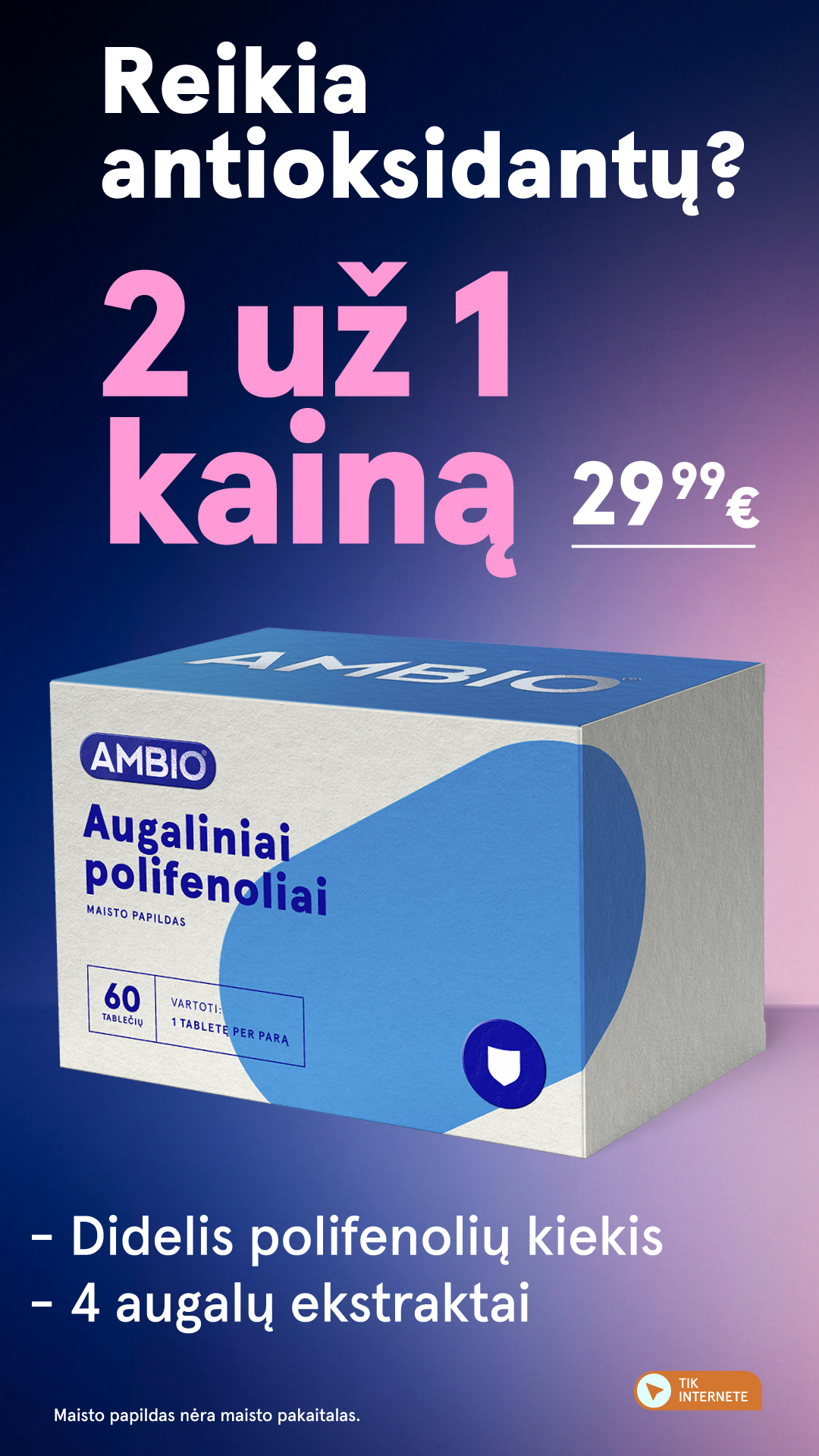 Gintarinė Vaistinė Facebook ad: Selenas ir cinkas su vitaminais