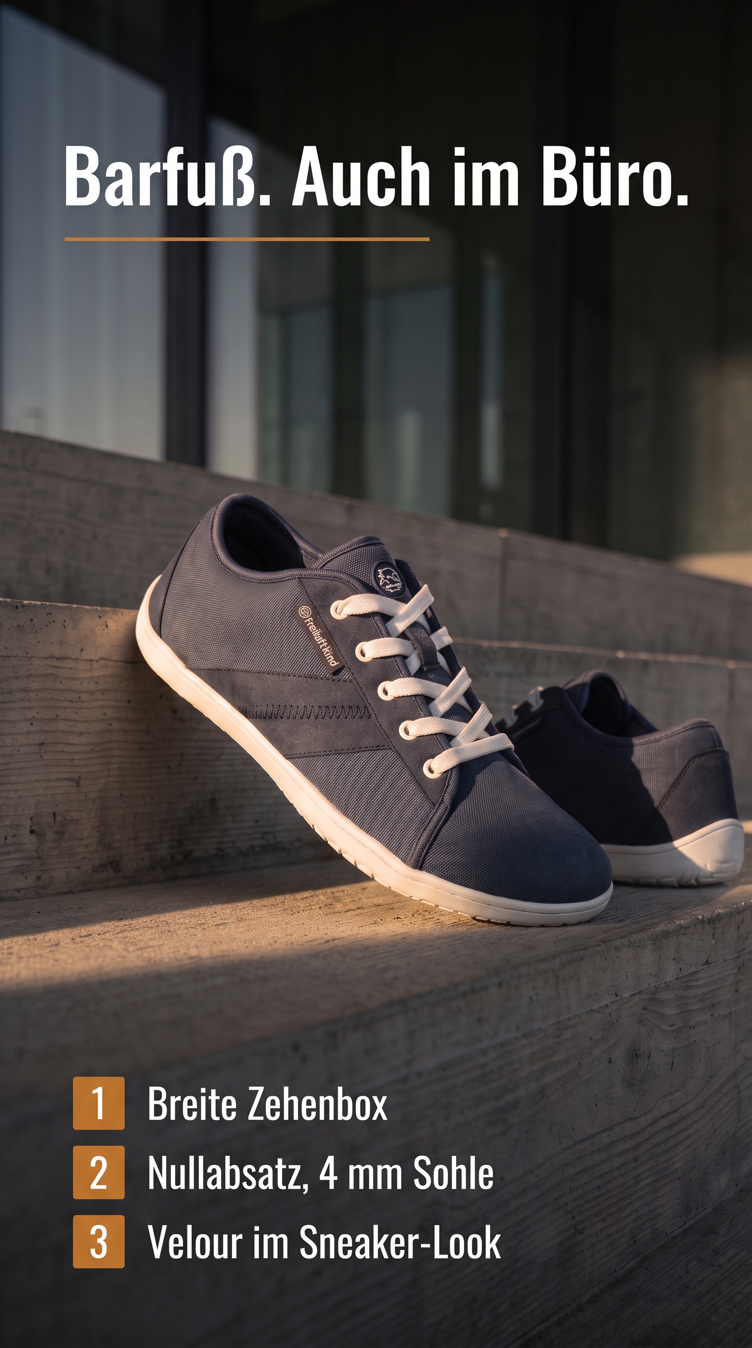 Freiluftkind Facebook ad: Der Barfuß-Sneaker, der Business Casual kann