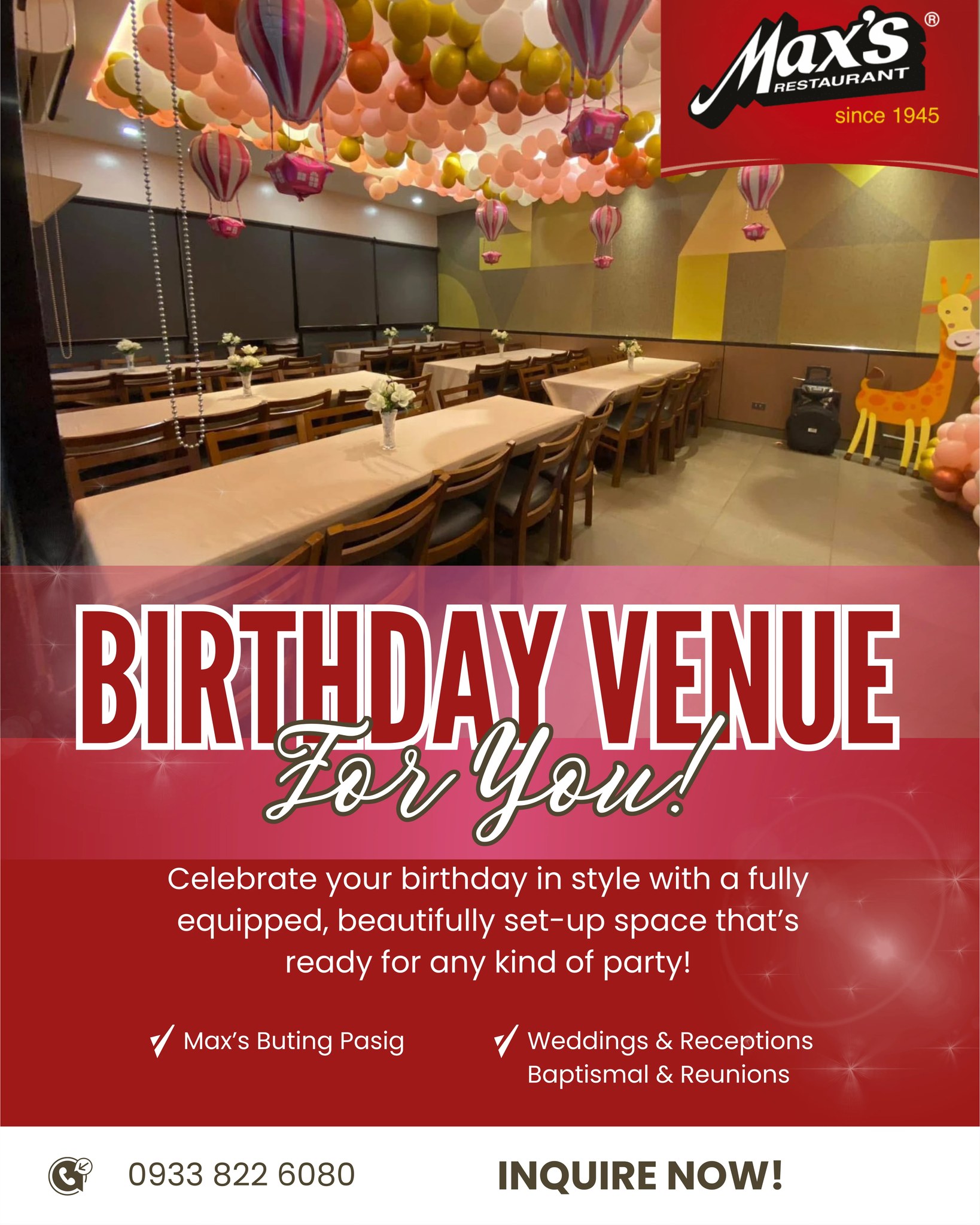 Max's Buting Pasig Facebook ad: Because Every Birthday Deserves a Bash!