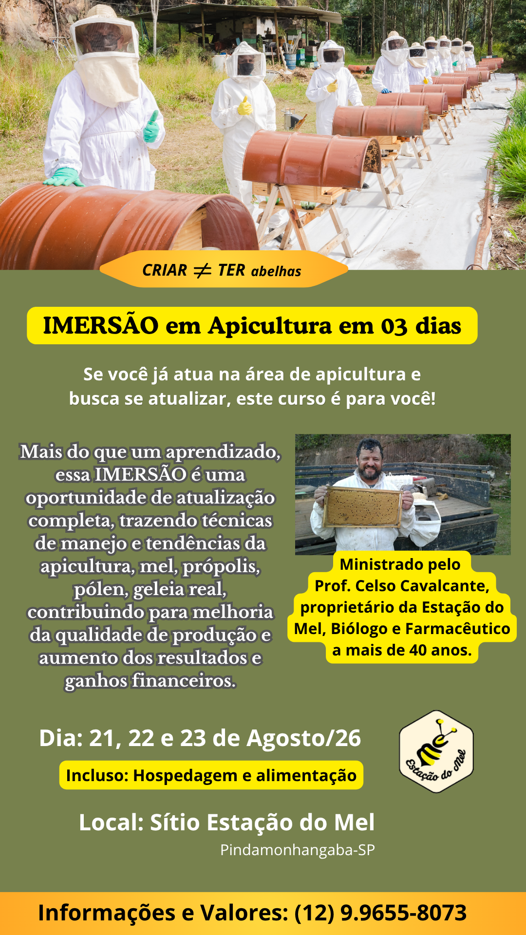 Estação do Mel Facebook ad: Imersão em Apicultura: aprenda com quem vive isso há mais…