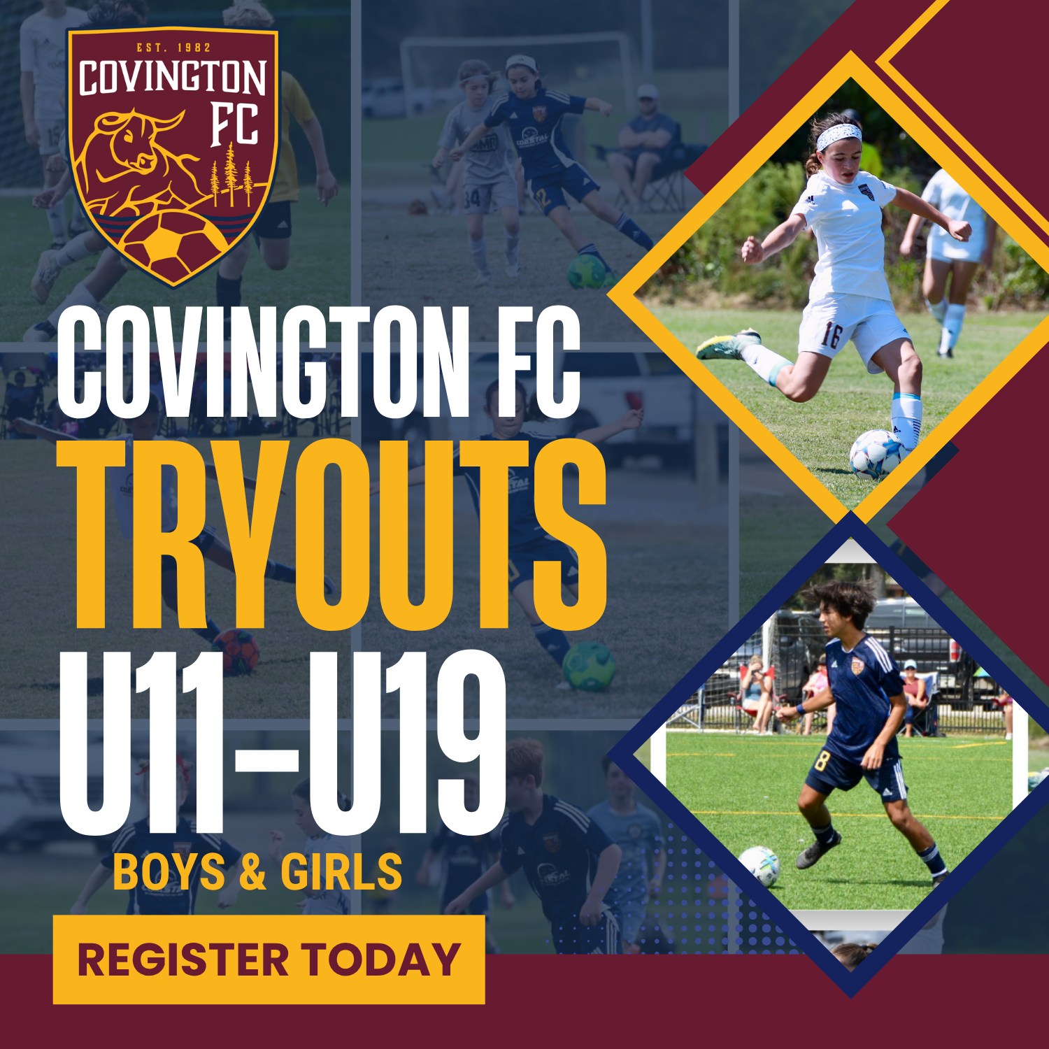 Covington Youth Soccer Association Facebook ad: Player Tryouts
