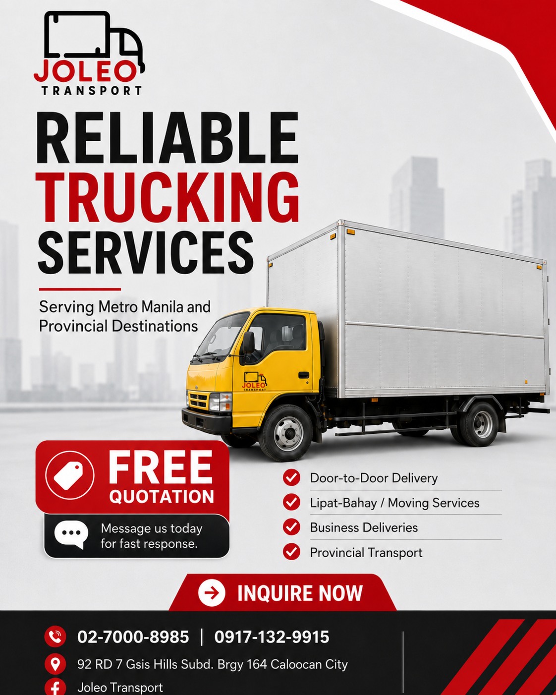 Joleo Transport Trucking Services Facebook ad