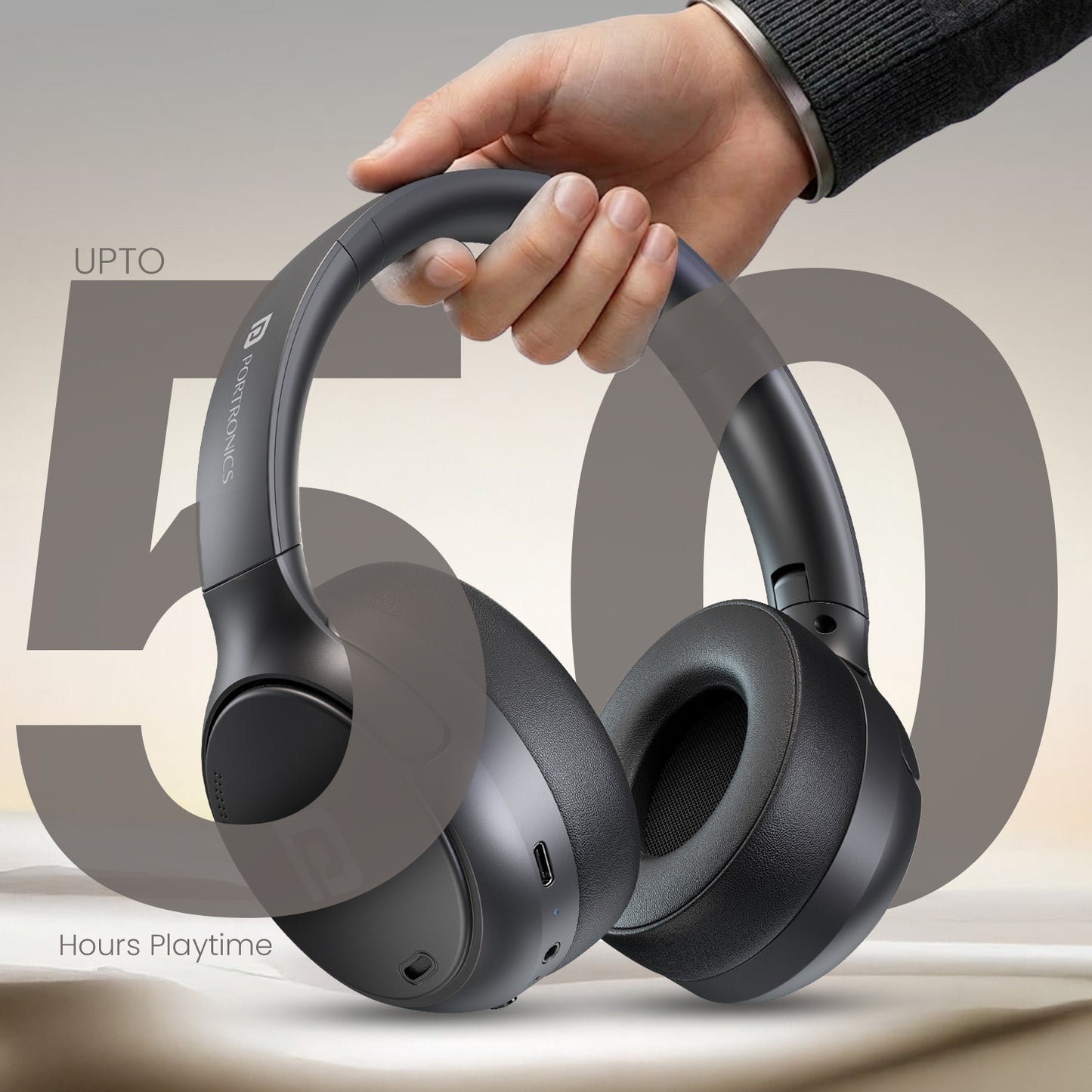 Portronics Facebook ad: Premium ANC. Powerful Audio.