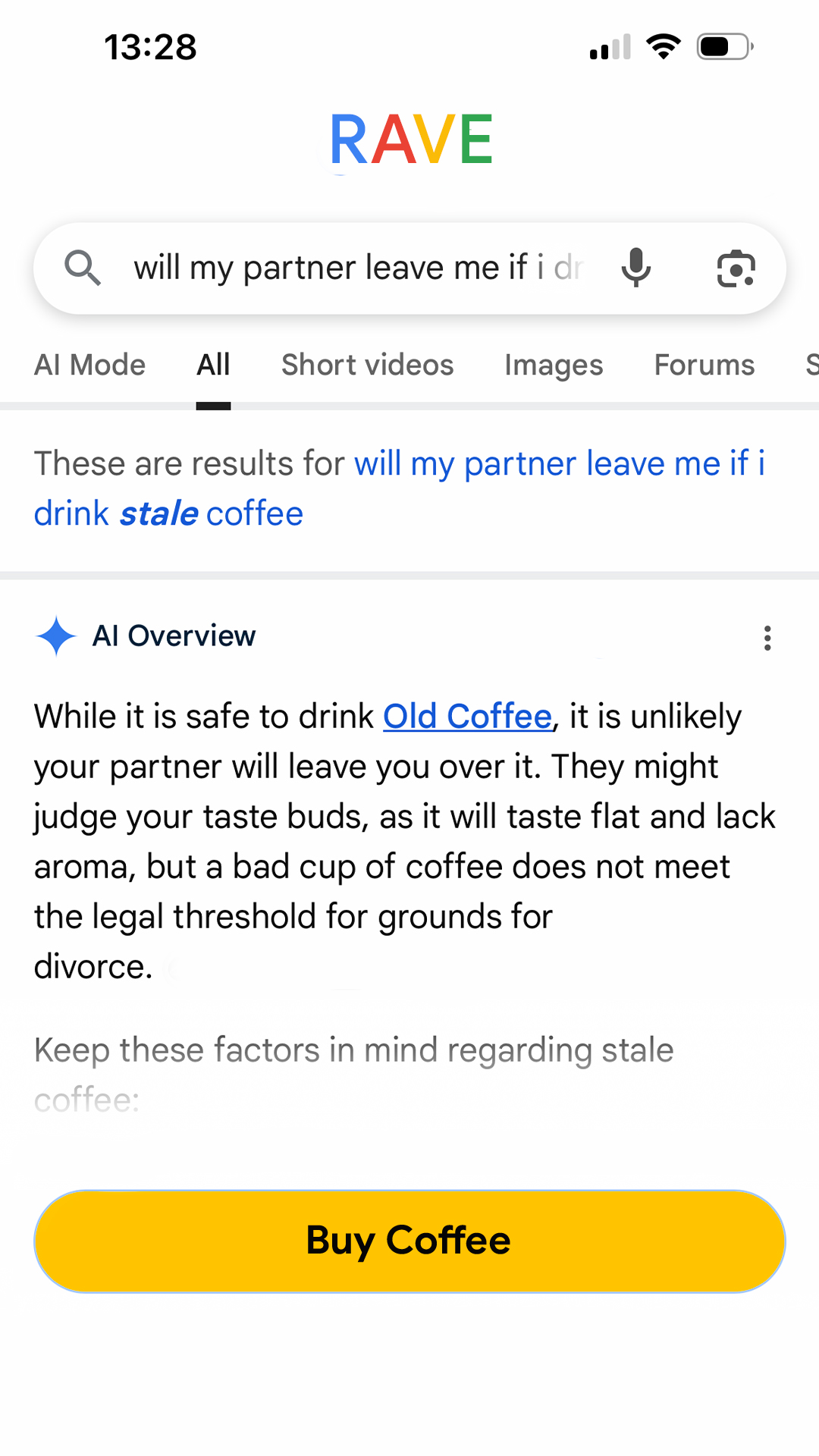 Rave Coffee Facebook ad