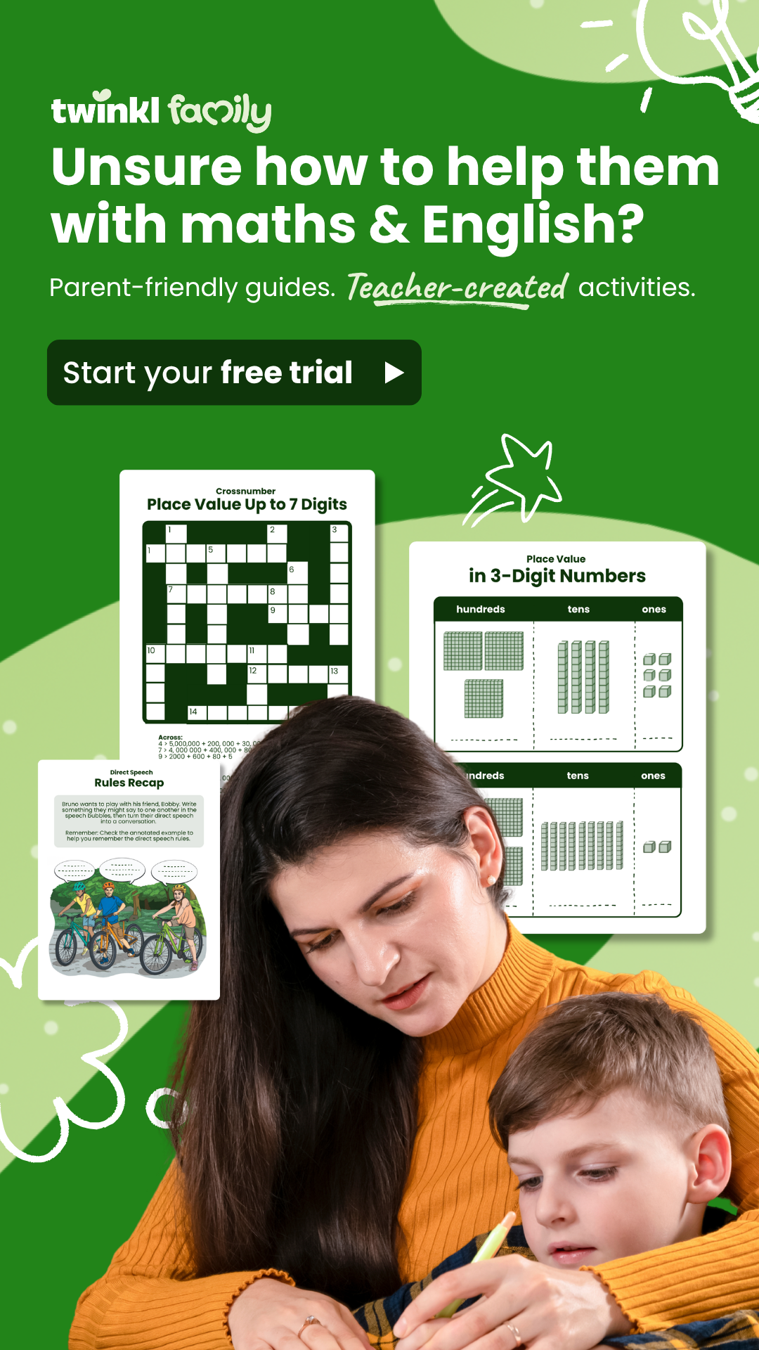 Twinkl Family Facebook ad: Free trial