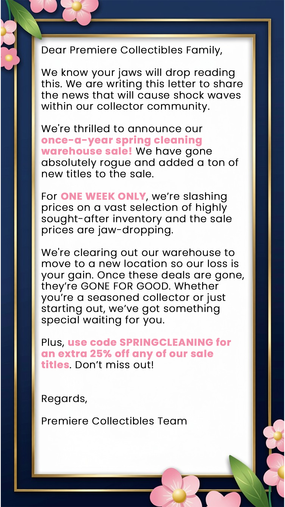 Premiere Collectibles Facebook ad