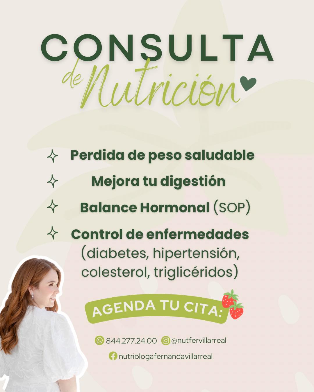 Nutriologa Fernanda Villarreal Facebook ad: Consulta de Nutrición Personalizada