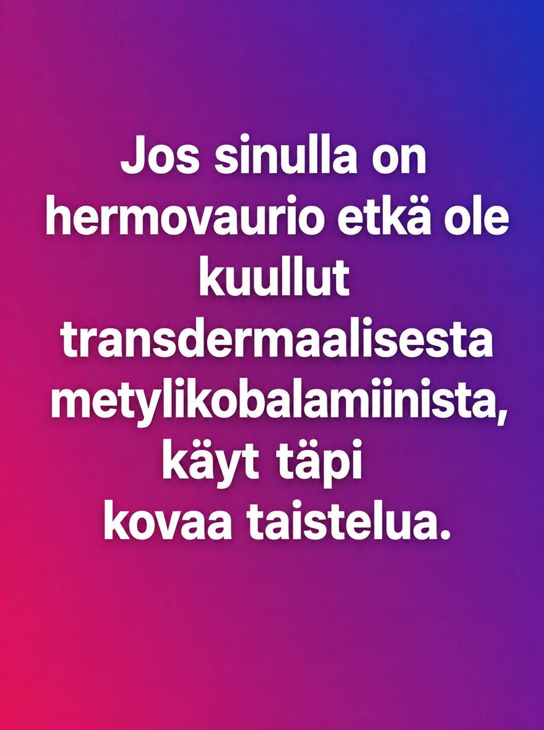 Katja Virtanen Facebook ad: Paranna neuropatia luonnollisesti