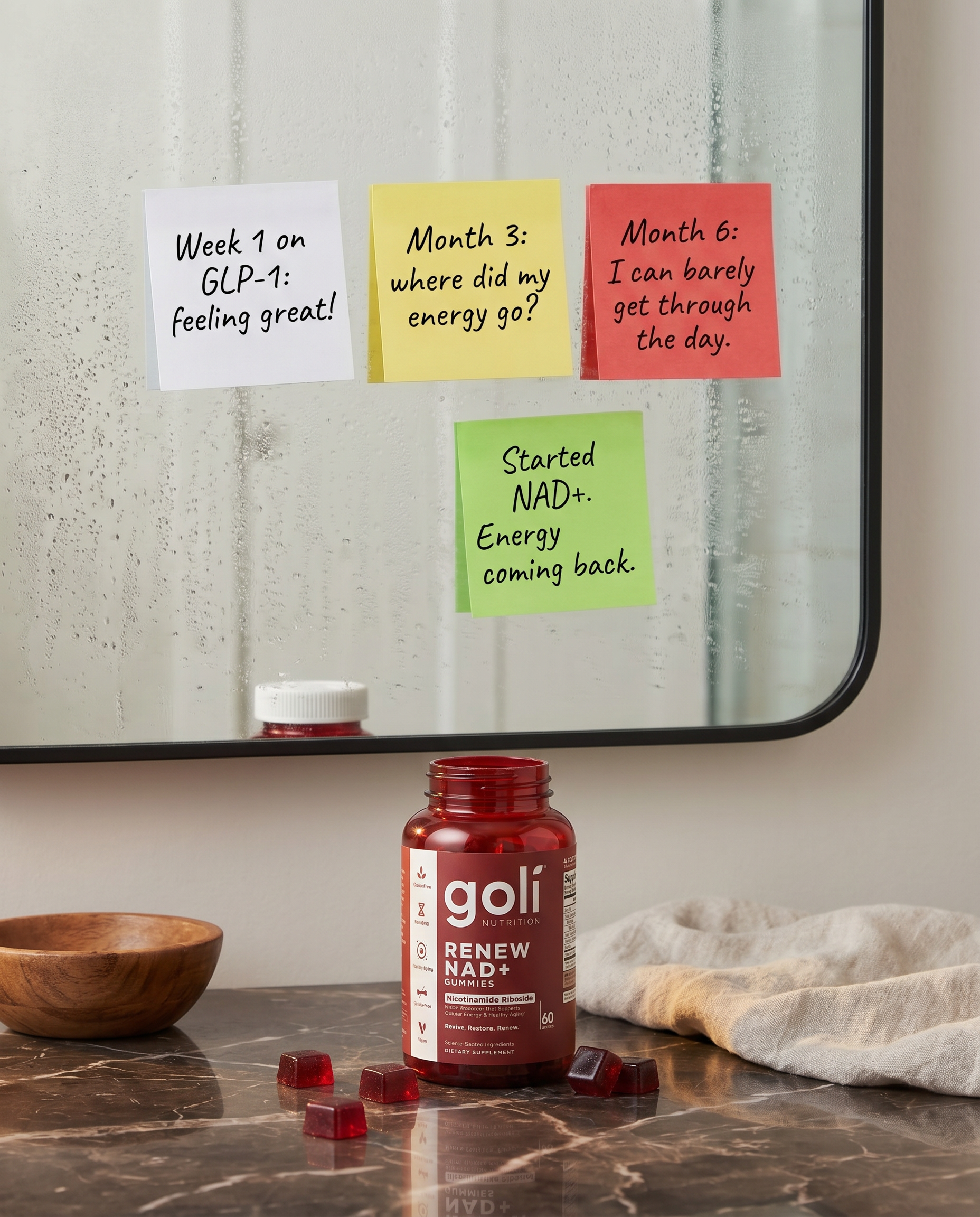 Goli Facebook ad: On a GLP-1 and Running on Empty?