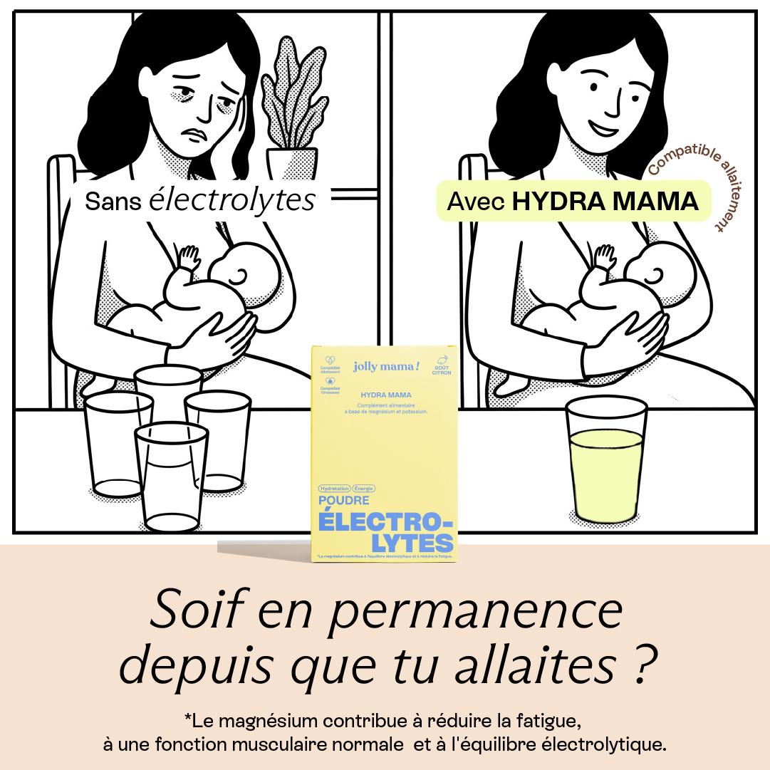 Jolly Mama Facebook ad: Crampes, maux de têtes, fatigue?