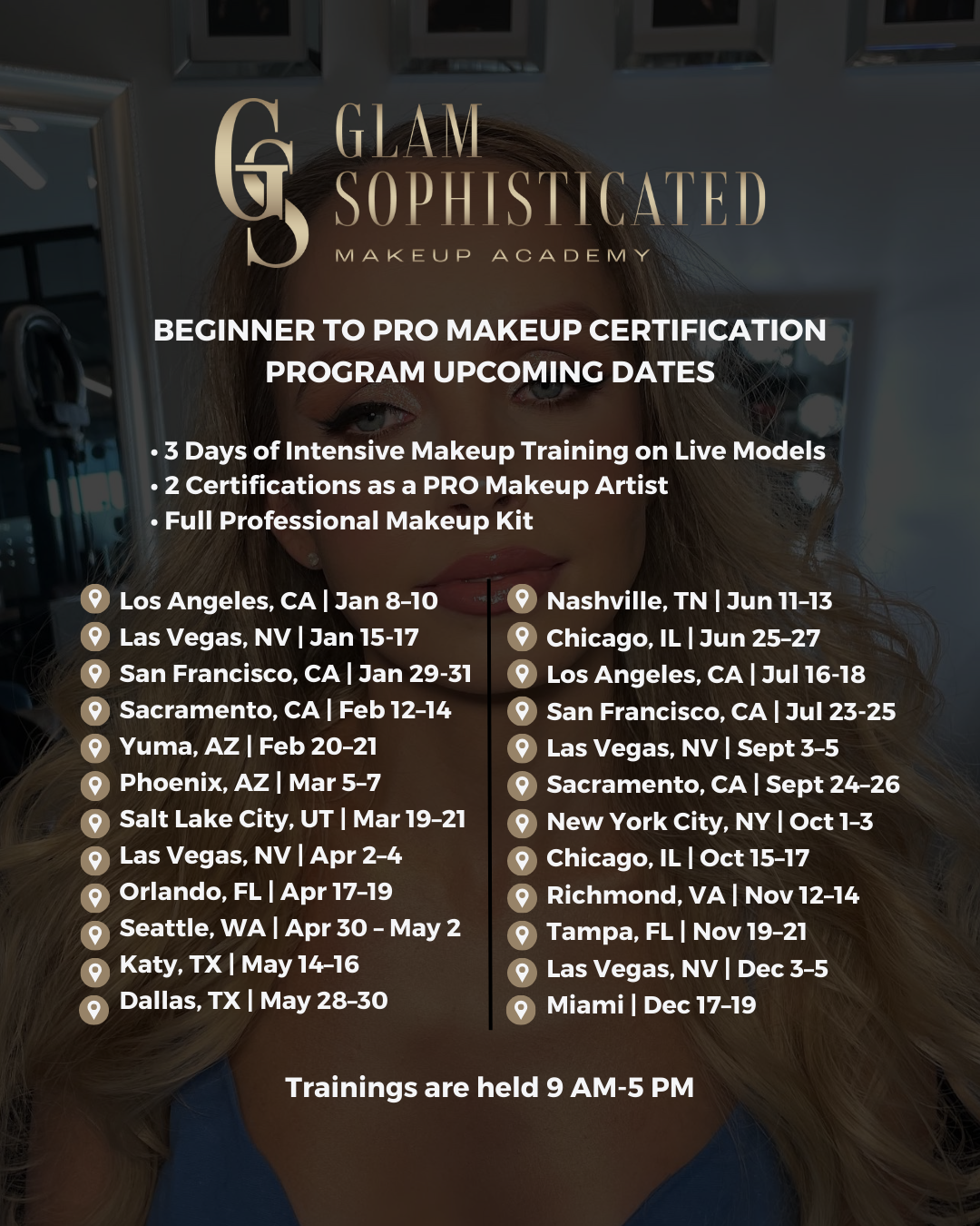 Glam Sophisticated Makeup Academy Facebook ad