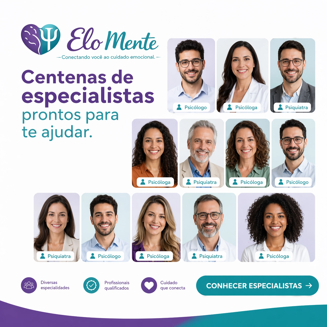 Elo Mente Facebook ad: Terapia online a um clique de você.