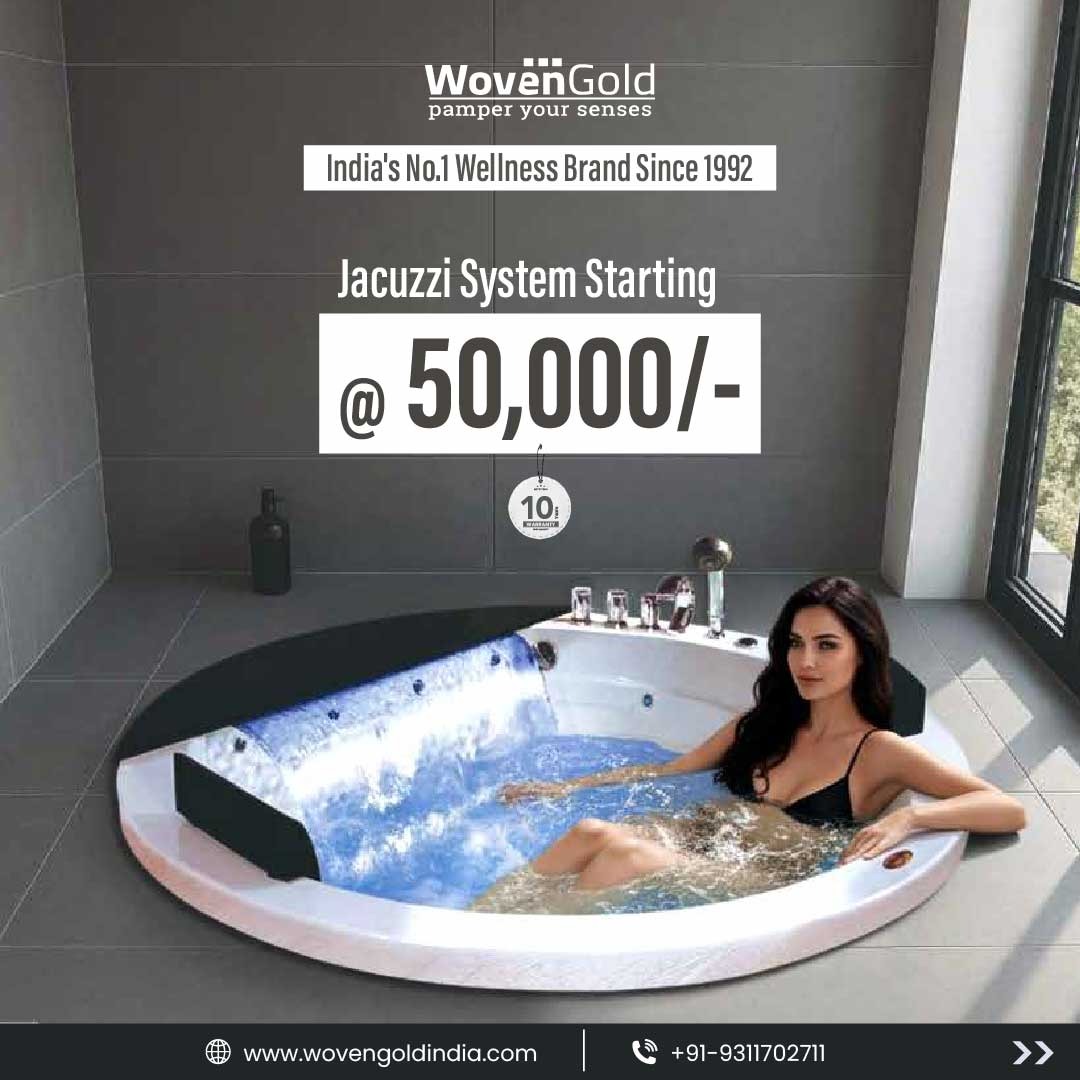 Woven Gold Facebook ad: Affordable Luxury: Jacuzzi Setup @ ₹50,000