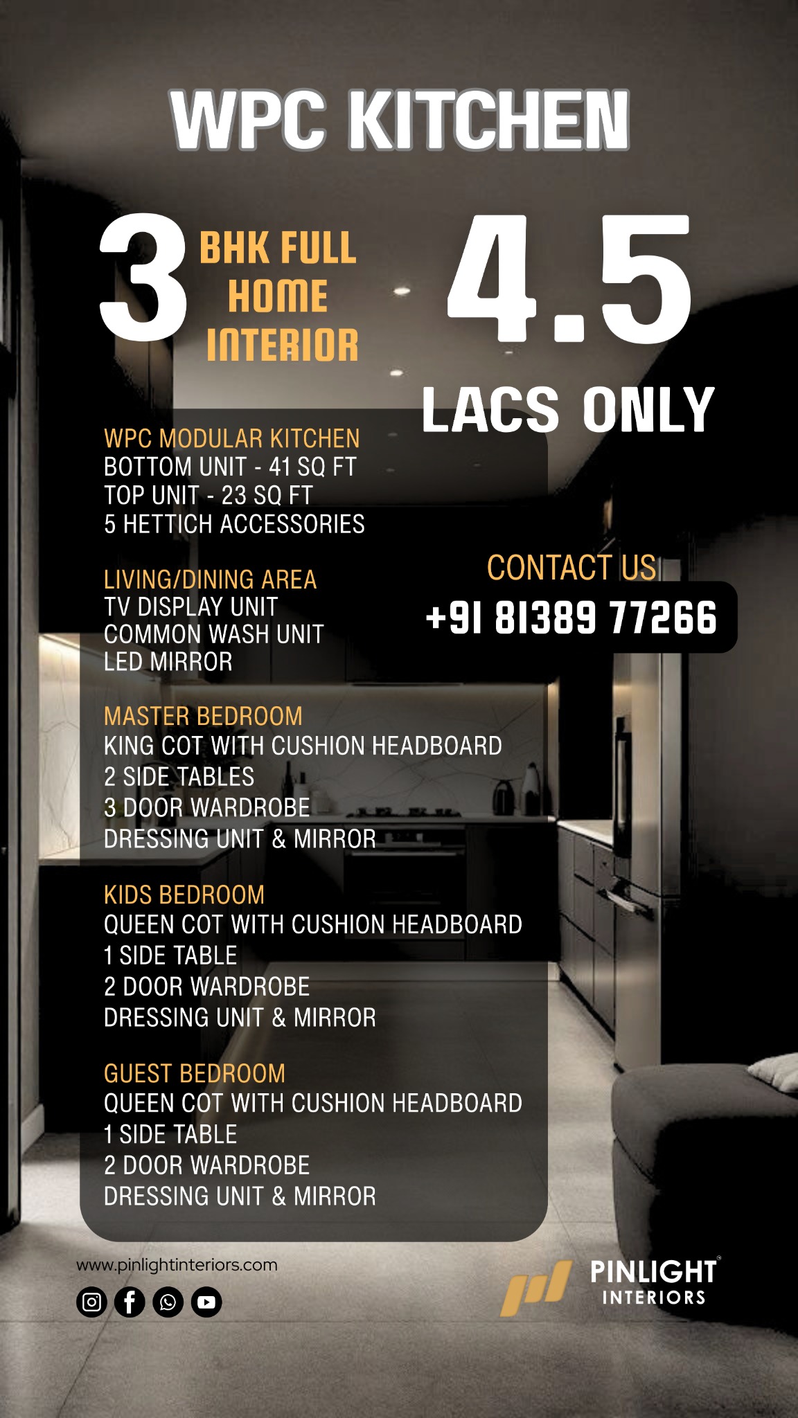 Pinlight Interiors Facebook ad from Nov 11, 2025