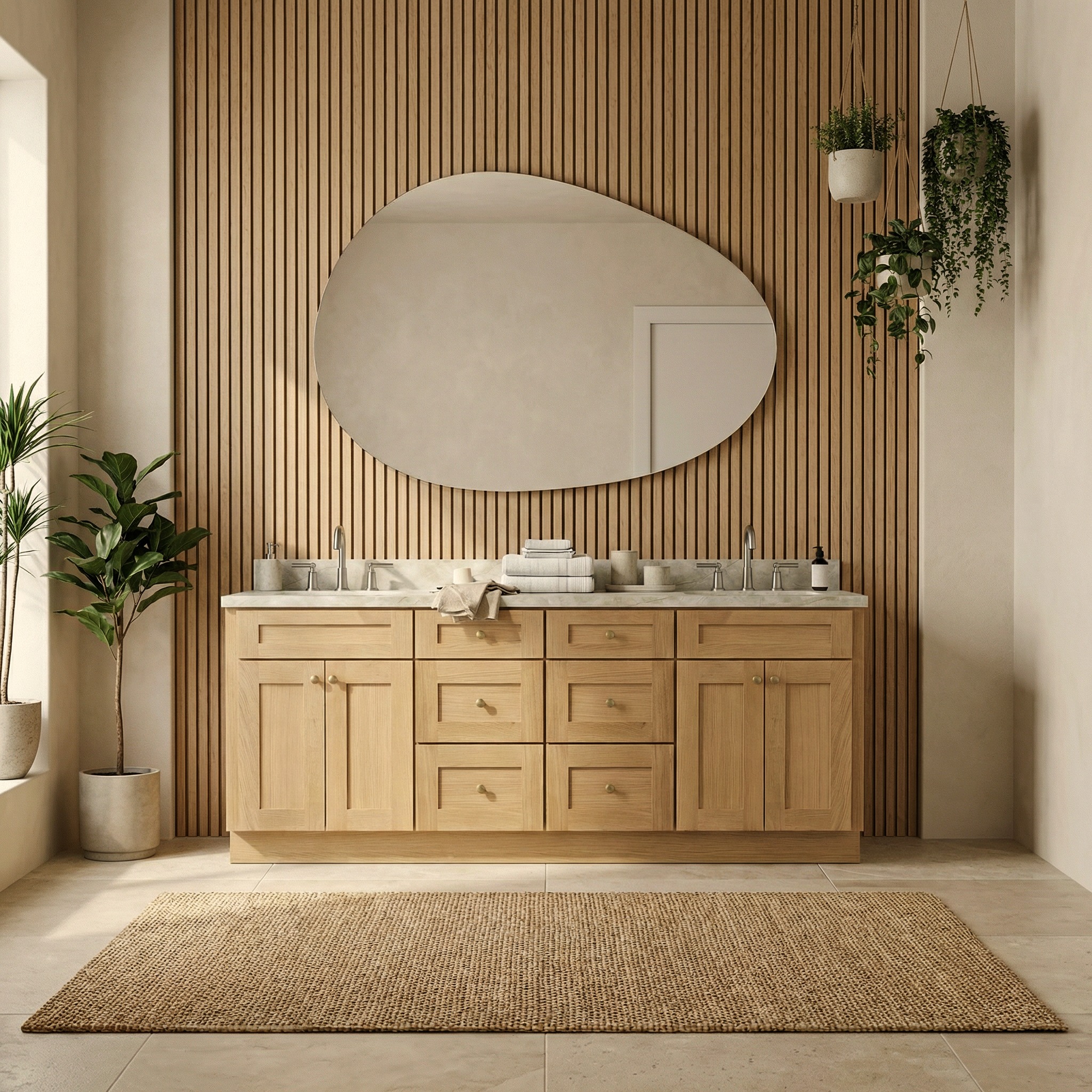 Mike Gerbert Facebook ad: 84 White Oak Double Sink Vanity - Premium Bathroom Cabinet
