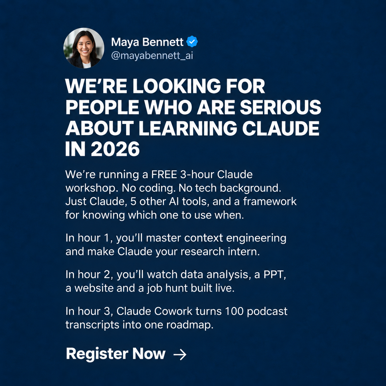 Outskill Facebook ad: Master Claude AI, Live and Free
