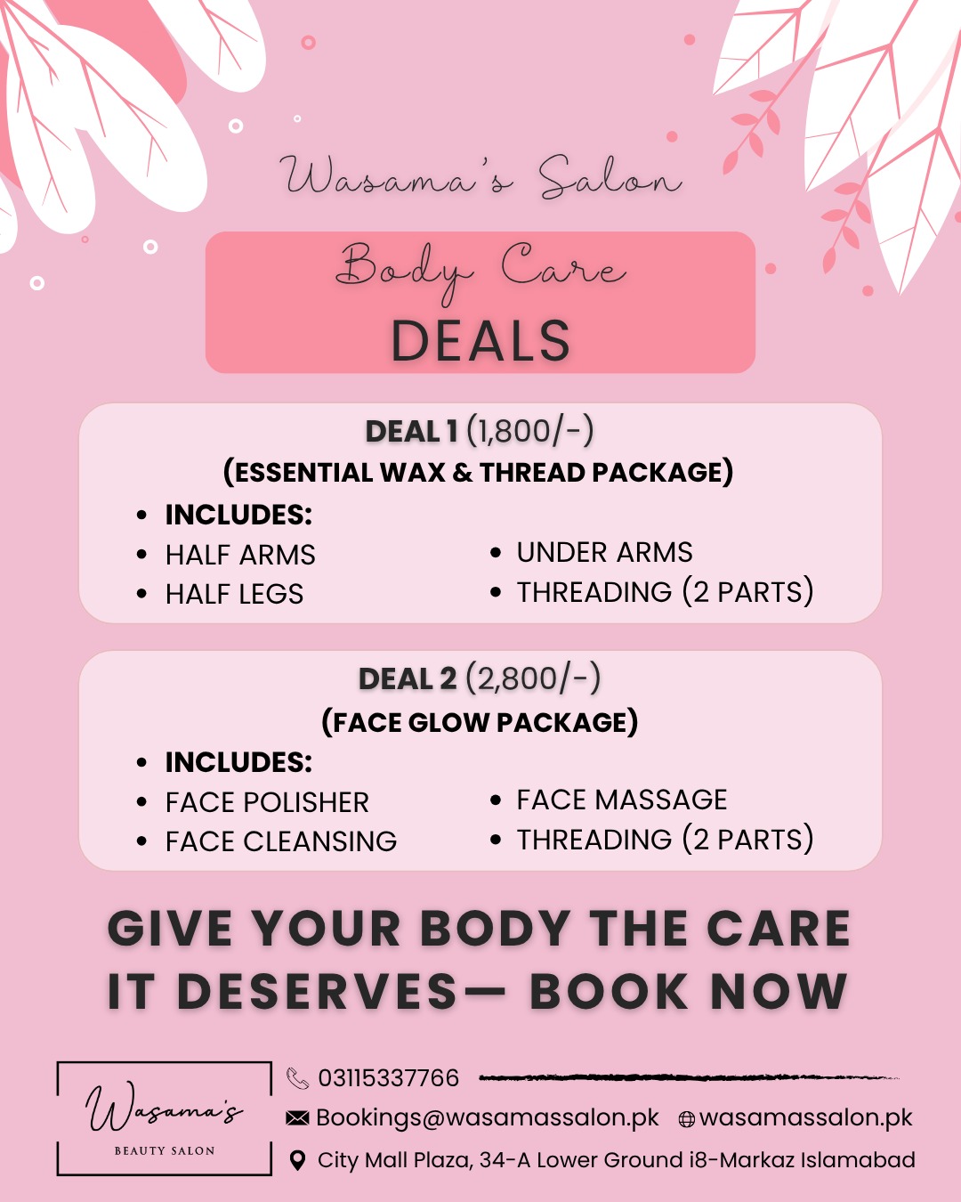 Wasama's Salon Facebook ad: Glow Up with Wasama’s Salon, Exclusive Deals!