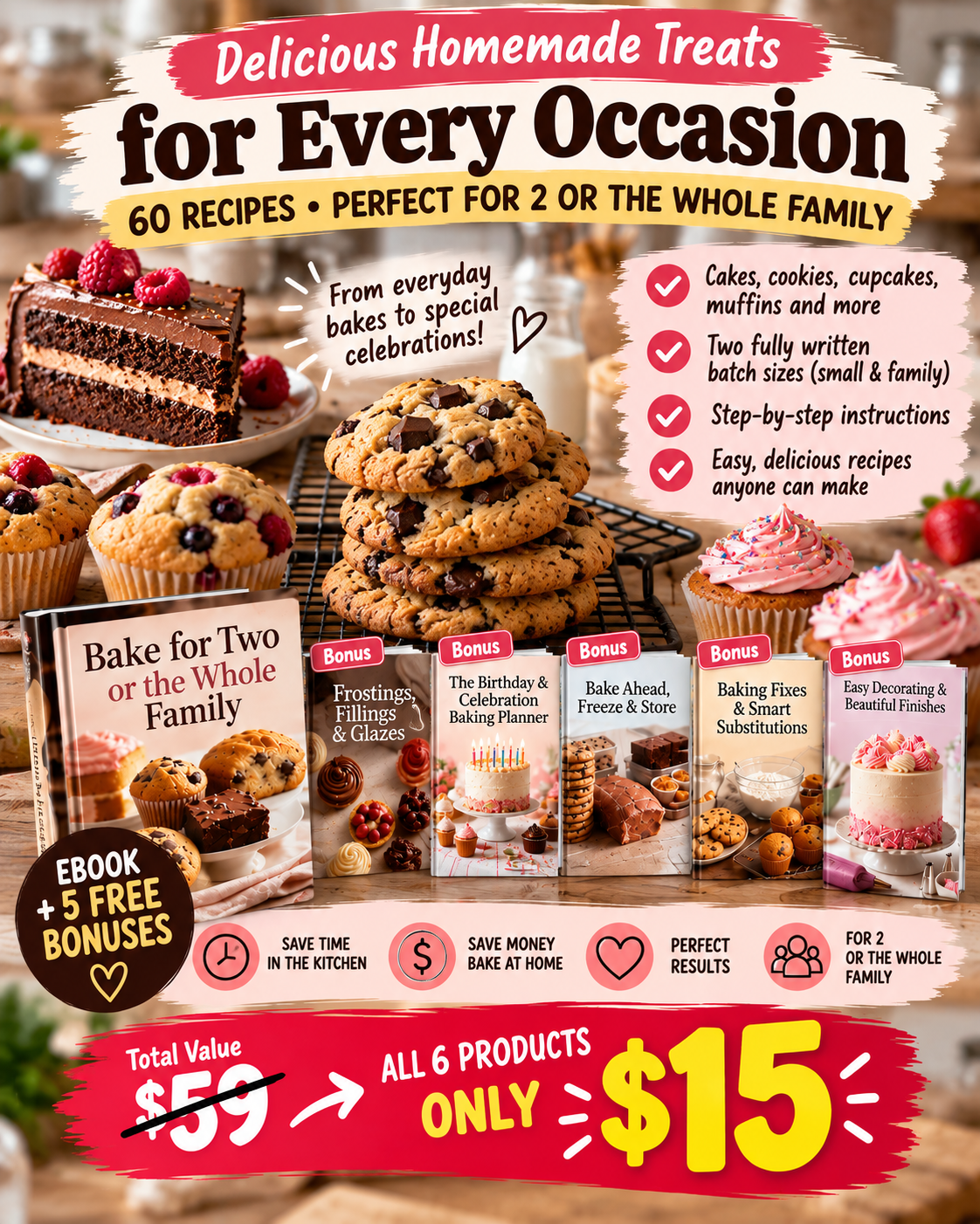 Nexos Digitales redes Facebook ad: 60 Delicious Recipes for Every Occasion