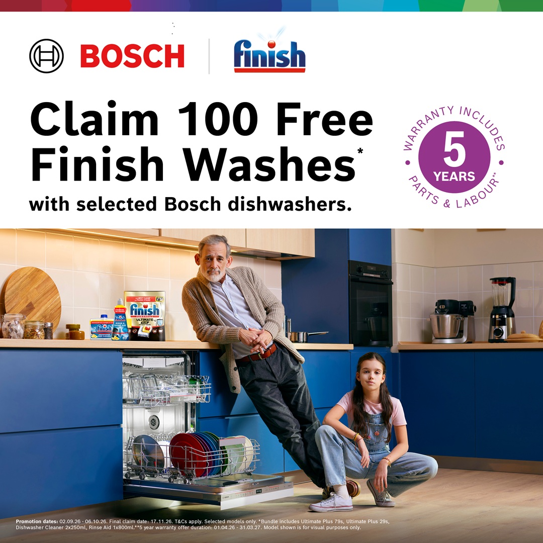 Argos Facebook ad: Claim 100 Free Finish Washes with selected Bosch…