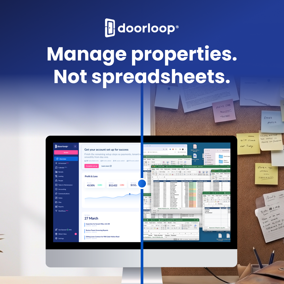 DoorLoop Facebook ad: Less Busywork, More Growth
