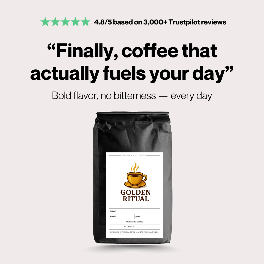 Golden Ritual Facebook ad: Roasted premium coffee blends and tea delivered to…